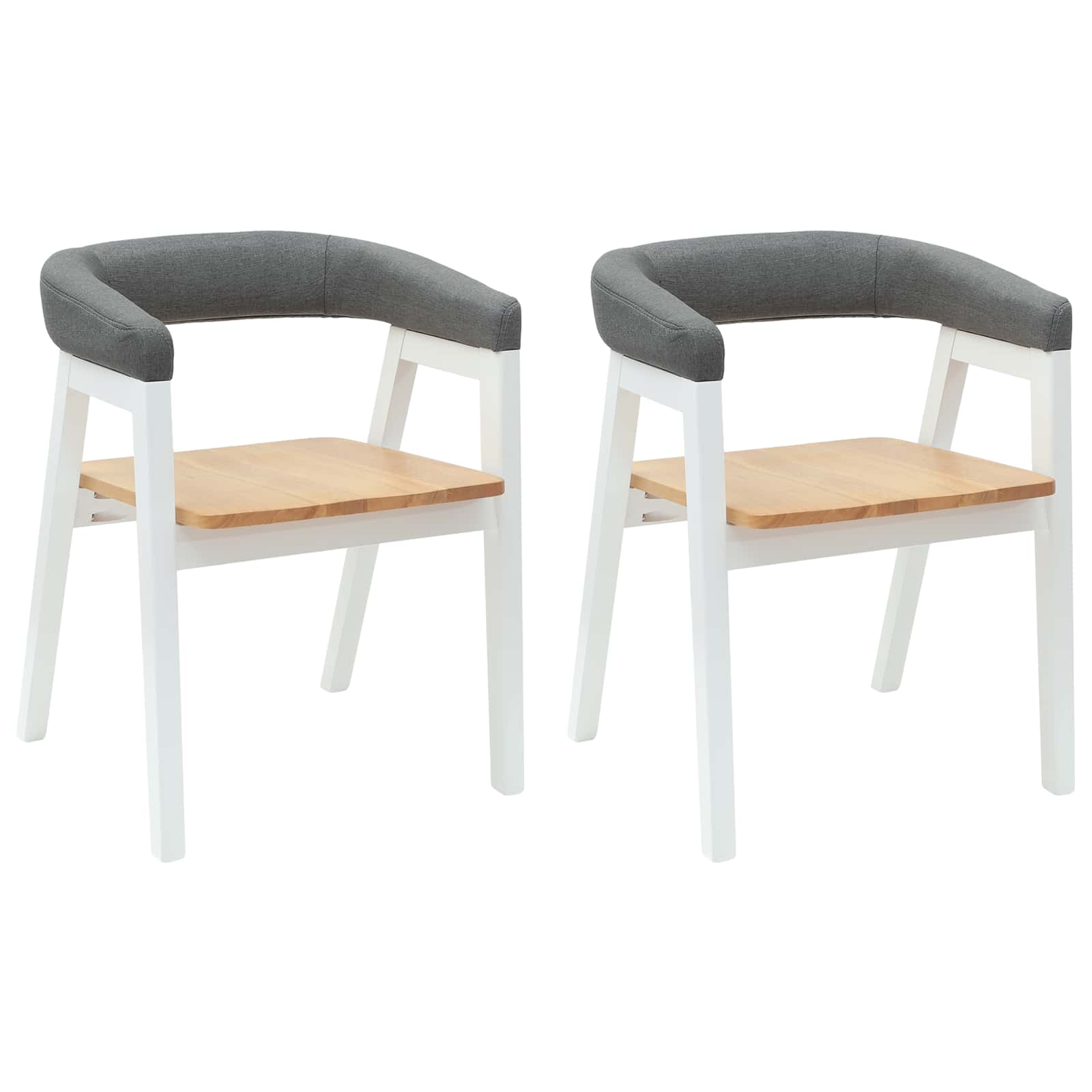 Eettafelstoelen 2 pcs Wit 54 x 57 x 73 cm Massief Rubberhout is nu te koop bij PeponiXL, paradijselijk wonen!