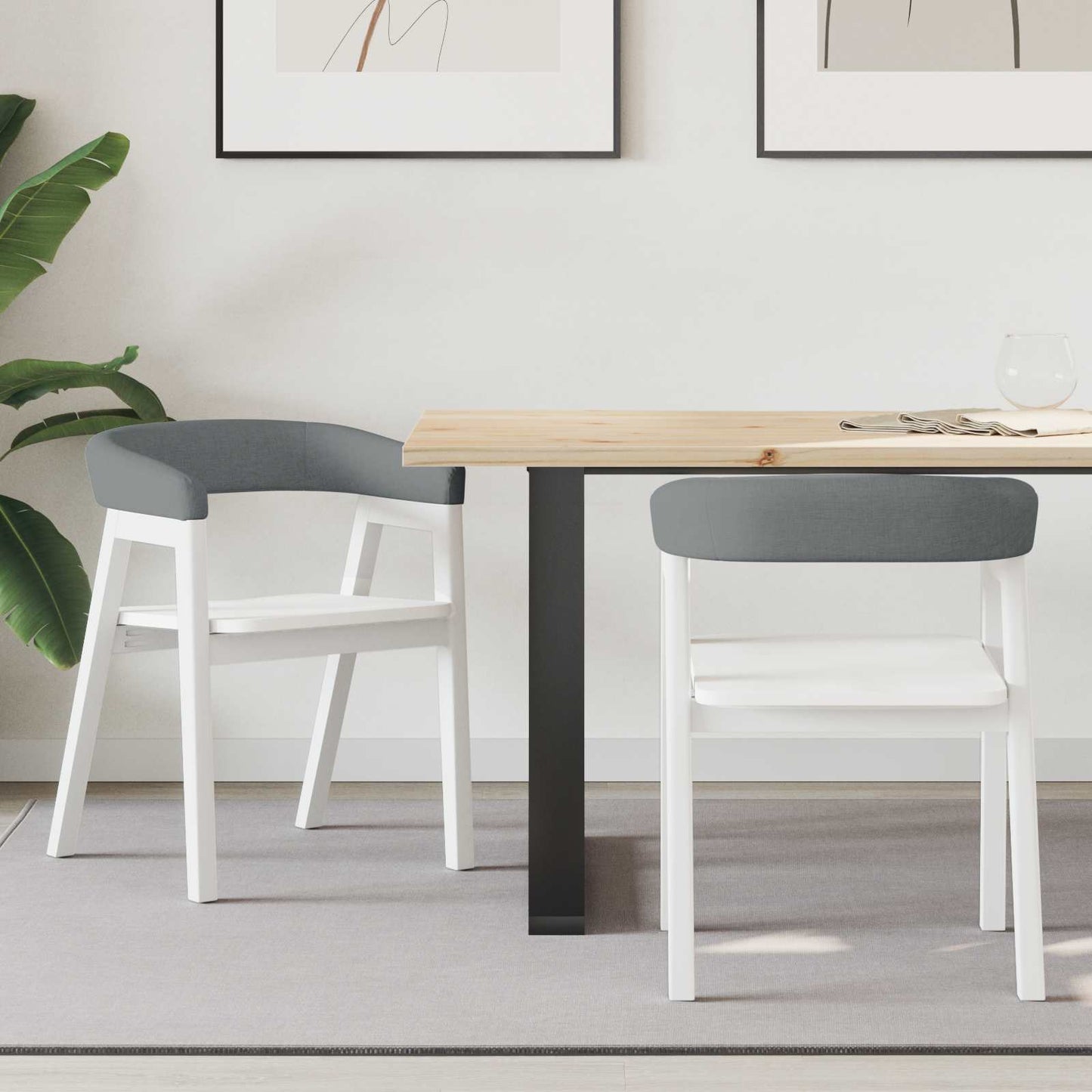 Eettafelstoelen 2 pcs Wit 54 x 57 x 73 cm Massief Rubberhout is nu te koop bij PeponiXL, paradijselijk wonen!