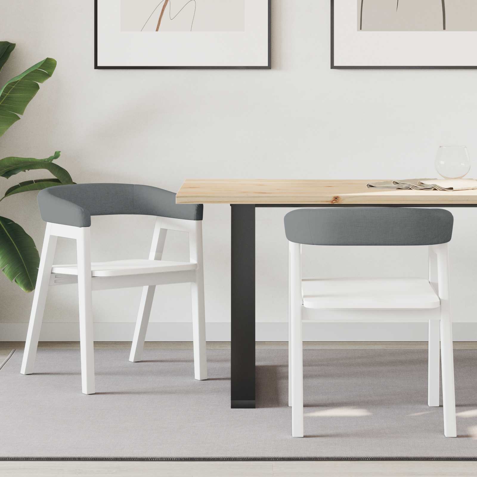 Eettafelstoelen 2 pcs Wit 54 x 57 x 73 cm Massief Rubberhout is nu te koop bij PeponiXL, paradijselijk wonen!