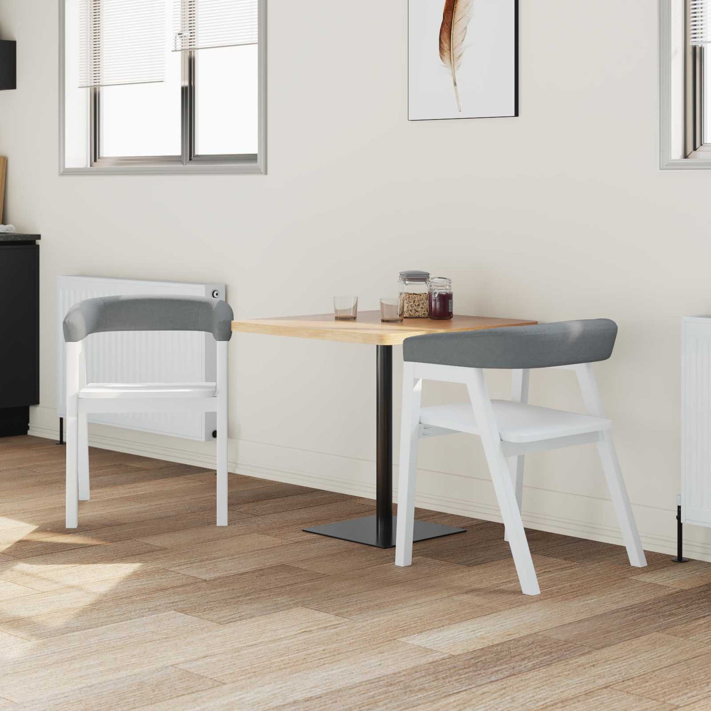 Eettafelstoelen 2 pcs Wit 54 x 57 x 73 cm Massief Rubberhout is nu te koop bij PeponiXL, paradijselijk wonen!