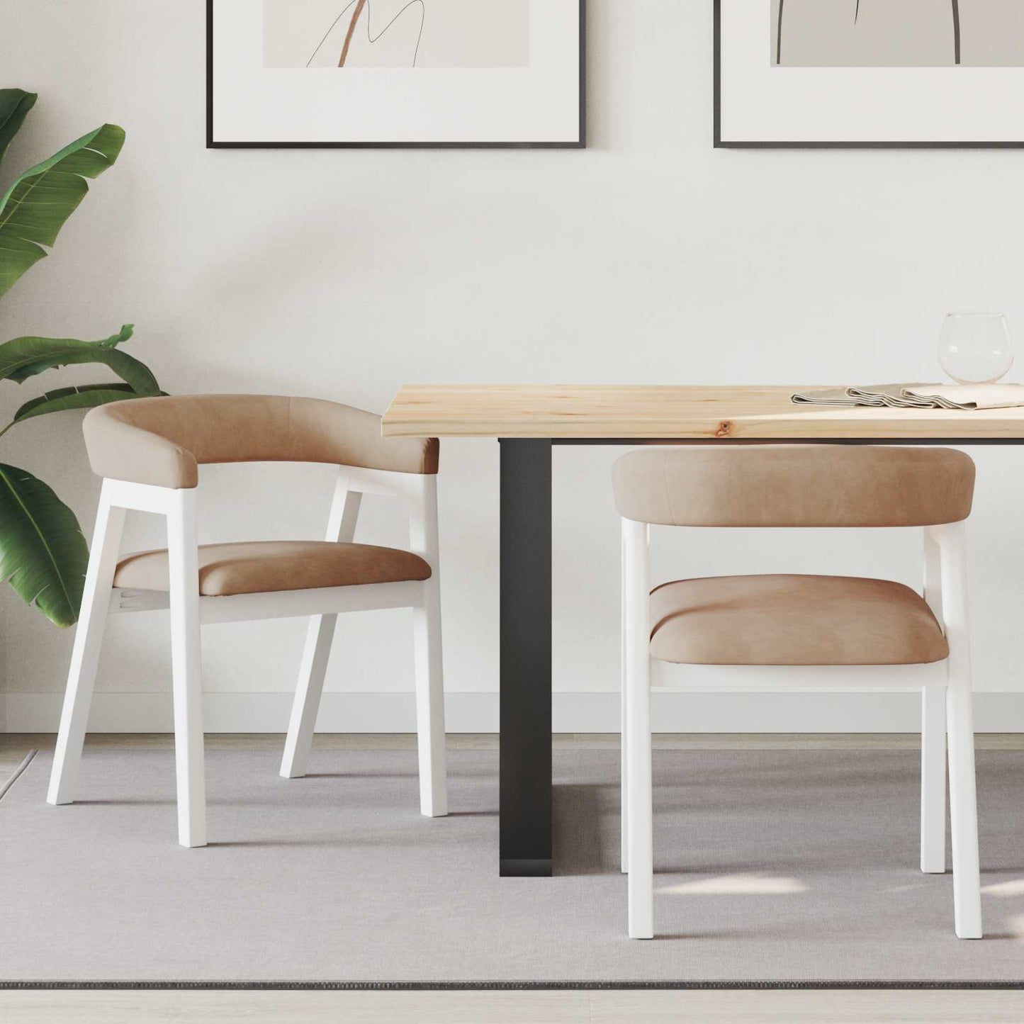 Eettafelstoelen 2 pcs Wit 54 x 57 x 73 cm Massief Rubberhout is nu te koop bij PeponiXL, paradijselijk wonen!
