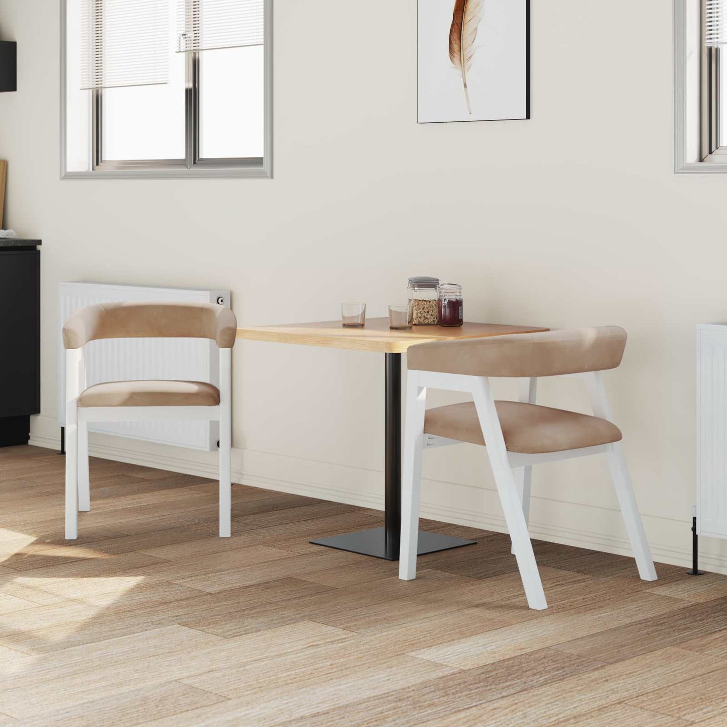 Eettafelstoelen 2 pcs Wit 54 x 57 x 73 cm Massief Rubberhout is nu te koop bij PeponiXL, paradijselijk wonen!