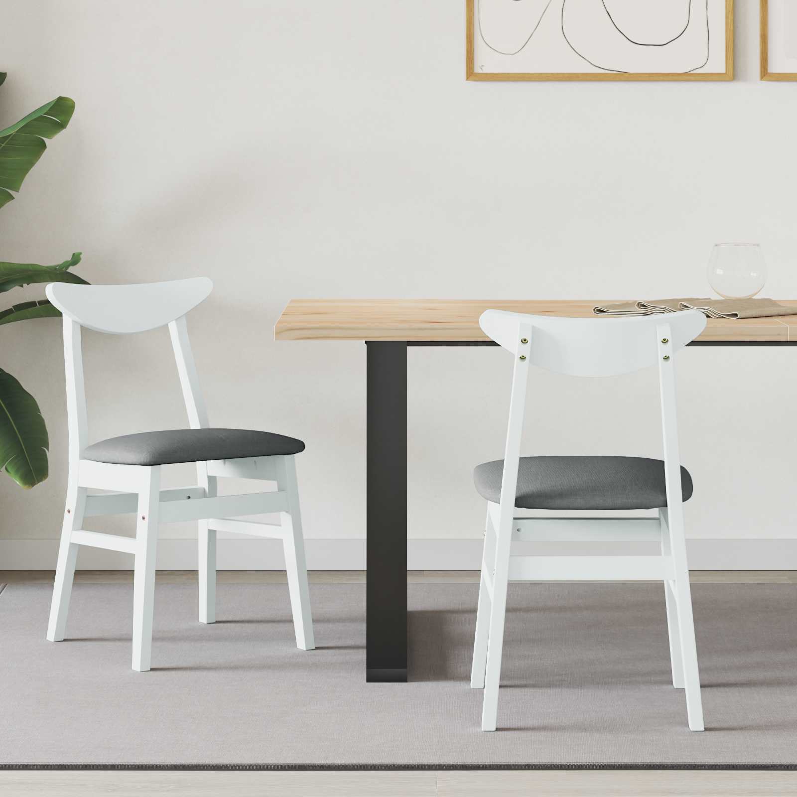Eettafelstoelen 2 pcs Wit 42 x 47.5 x 81 cm Massief Rubberhout is nu te koop bij PeponiXL, paradijselijk wonen!