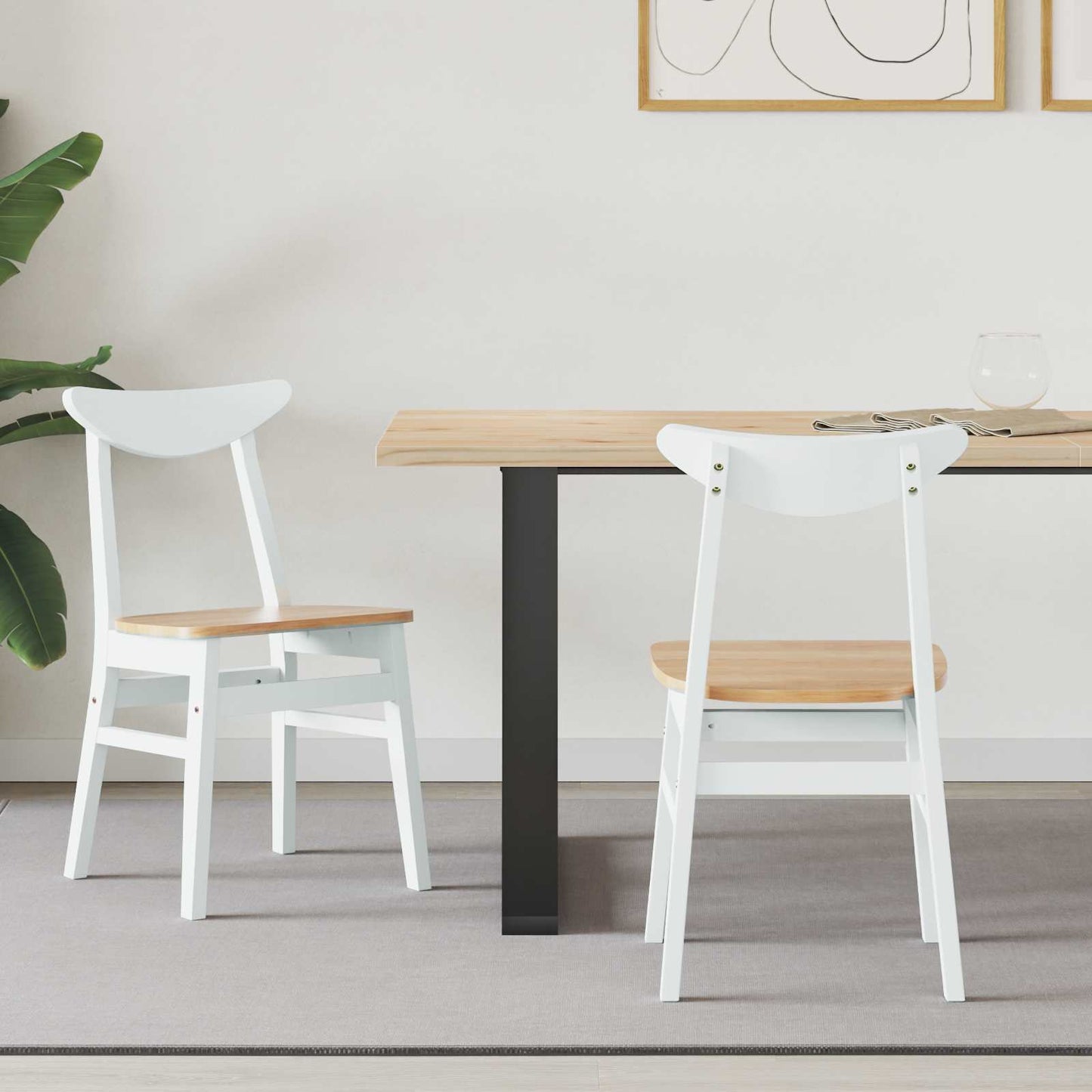 Eettafelstoelen 2 pcs Wit 42 x 47.5 x 81 cm Massief Rubberhout is nu te koop bij PeponiXL, paradijselijk wonen!