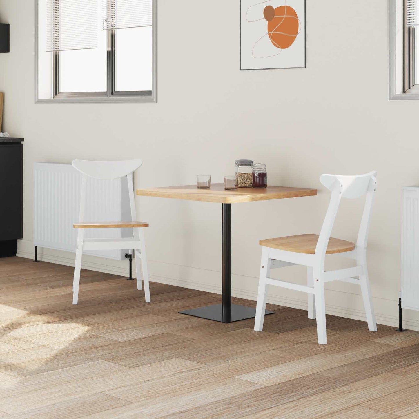 Eettafelstoelen 2 pcs Wit 42 x 47.5 x 81 cm Massief Rubberhout is nu te koop bij PeponiXL, paradijselijk wonen!