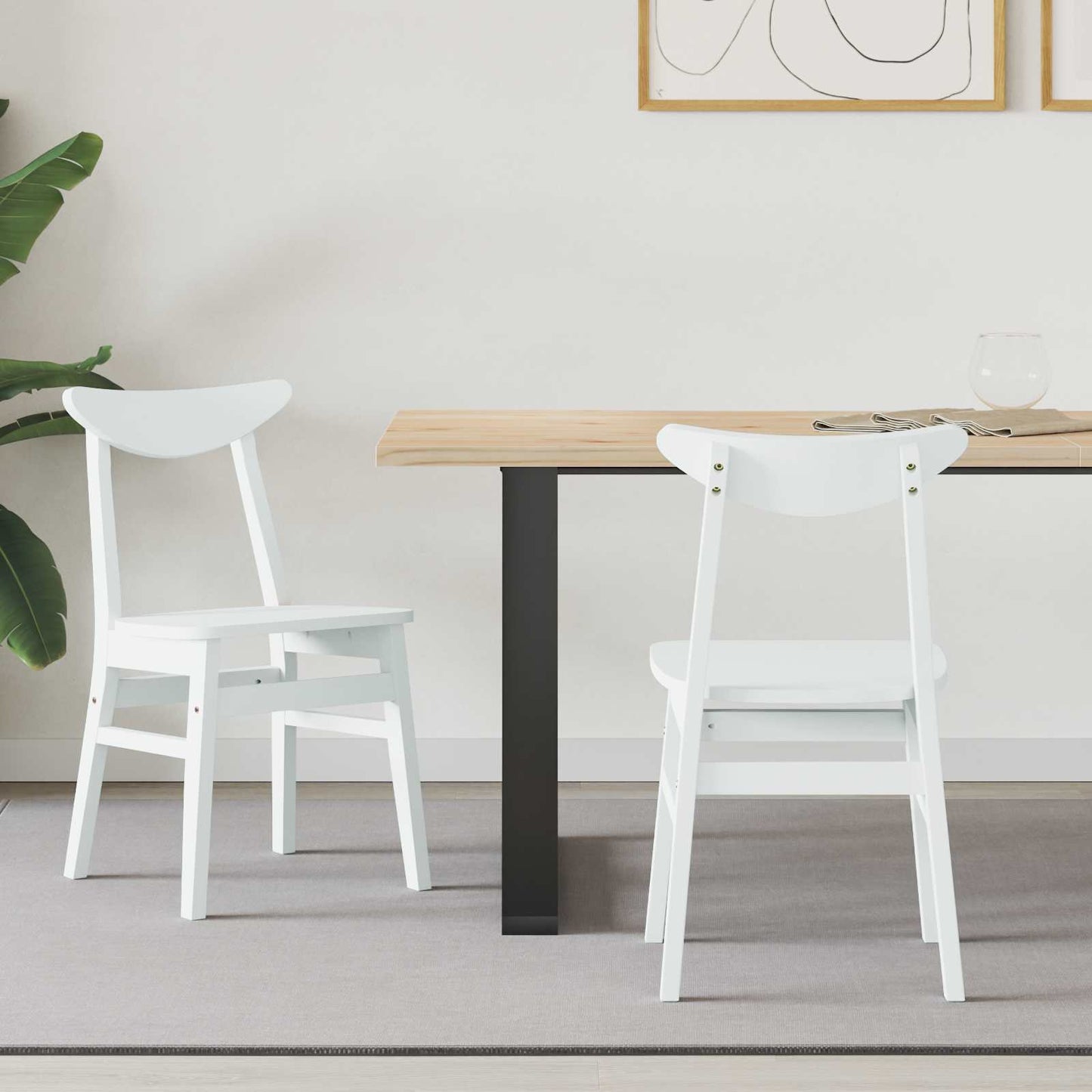 Eettafelstoelen 2 pcs Wit 42 x 47.5 x 81 cm Massief Rubberhout is nu te koop bij PeponiXL, paradijselijk wonen!