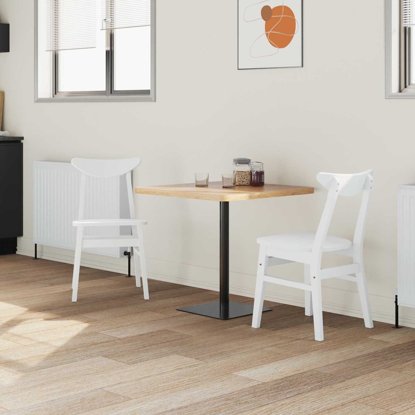 Eettafelstoelen 2 pcs Wit 42 x 47.5 x 81 cm Massief Rubberhout is nu te koop bij PeponiXL, paradijselijk wonen!
