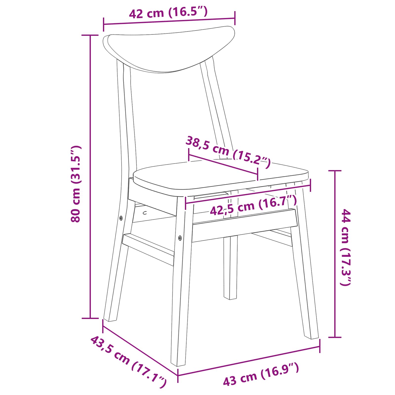 Eettafelstoelen 2 pcs Wit 42 x 47.5 x 81 cm Massief Rubberhout is nu te koop bij PeponiXL, paradijselijk wonen!