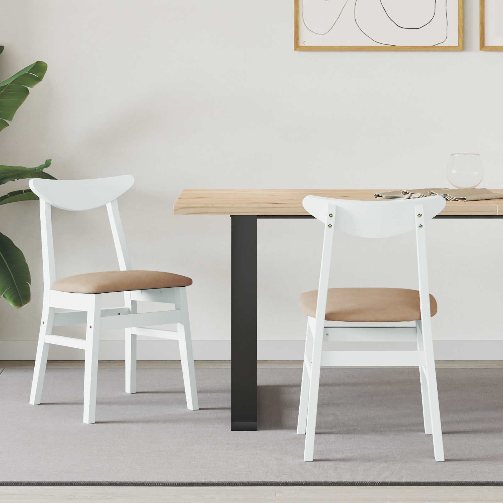 Eettafelstoelen 2 pcs Wit 42 x 47.5 x 81 cm Massief Rubberhout is nu te koop bij PeponiXL, paradijselijk wonen!