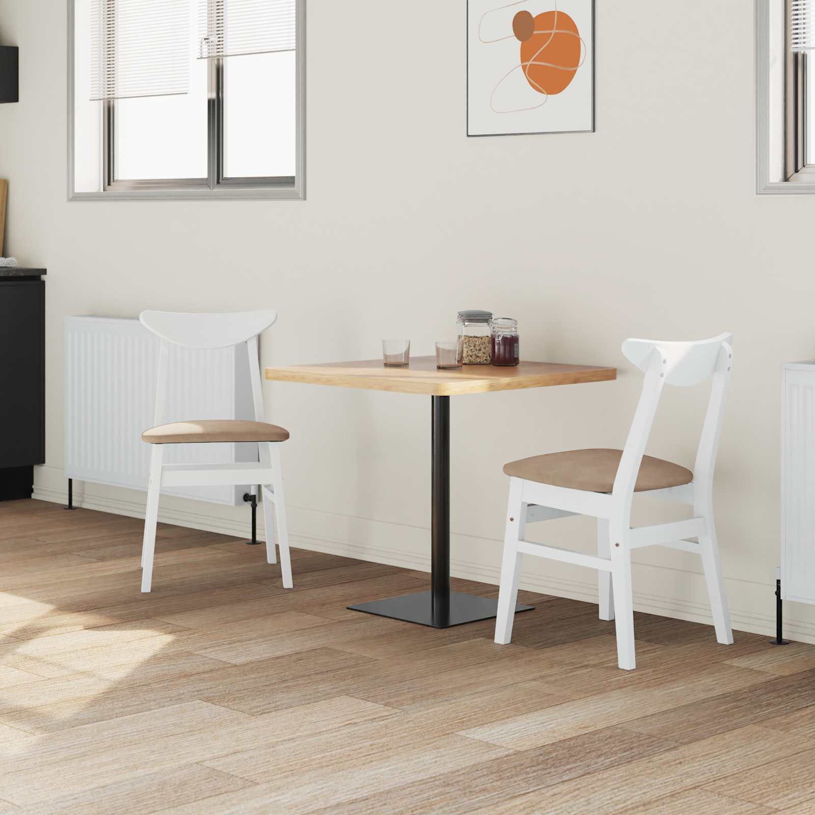 Eettafelstoelen 2 pcs Wit 42 x 47.5 x 81 cm Massief Rubberhout is nu te koop bij PeponiXL, paradijselijk wonen!