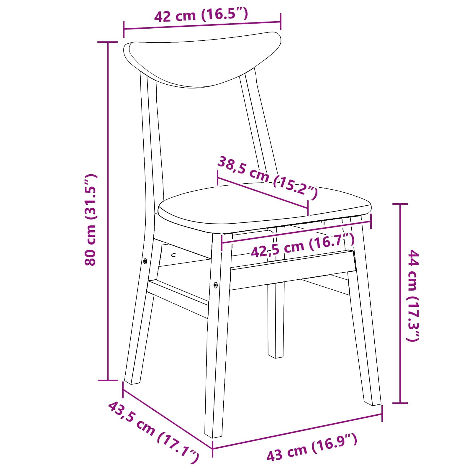 Eettafelstoelen 2 pcs Naturel 42 x 47.5 x 81 cm is nu te koop bij PeponiXL, paradijselijk wonen!