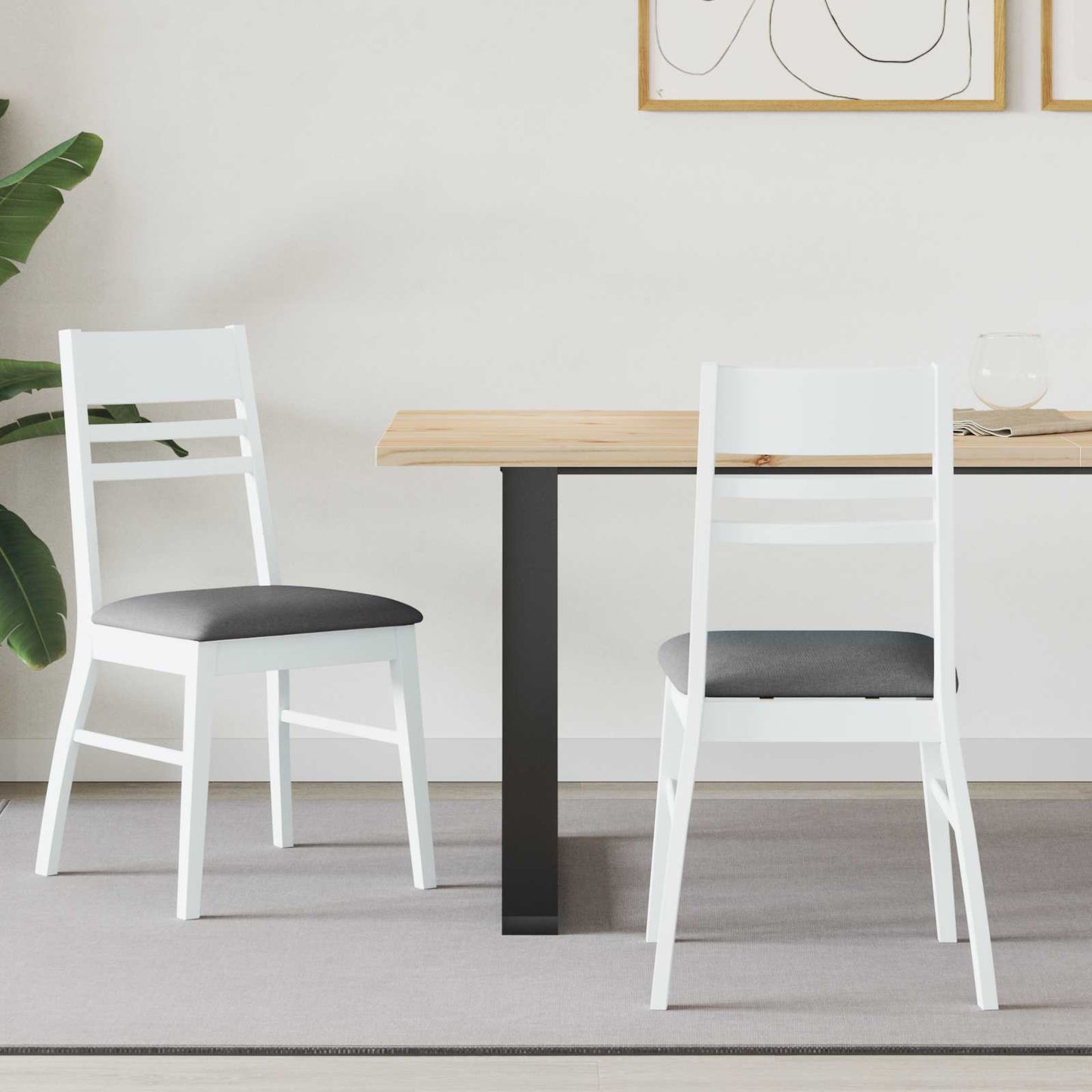 Eettafelstoelen 2 pcs Wit 43 x 54 x 89 cm Massief Rubberhout is nu te koop bij PeponiXL, paradijselijk wonen!