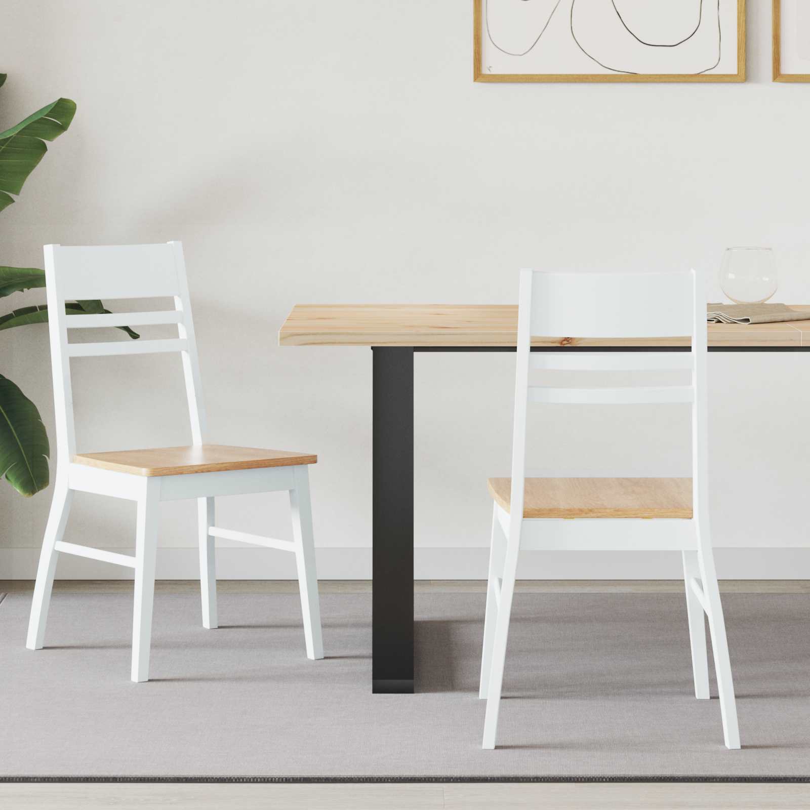 Eettafelstoelen 2 pcs Wit 43 x 54 x 89 cm Massief Rubberhout is nu te koop bij PeponiXL, paradijselijk wonen!
