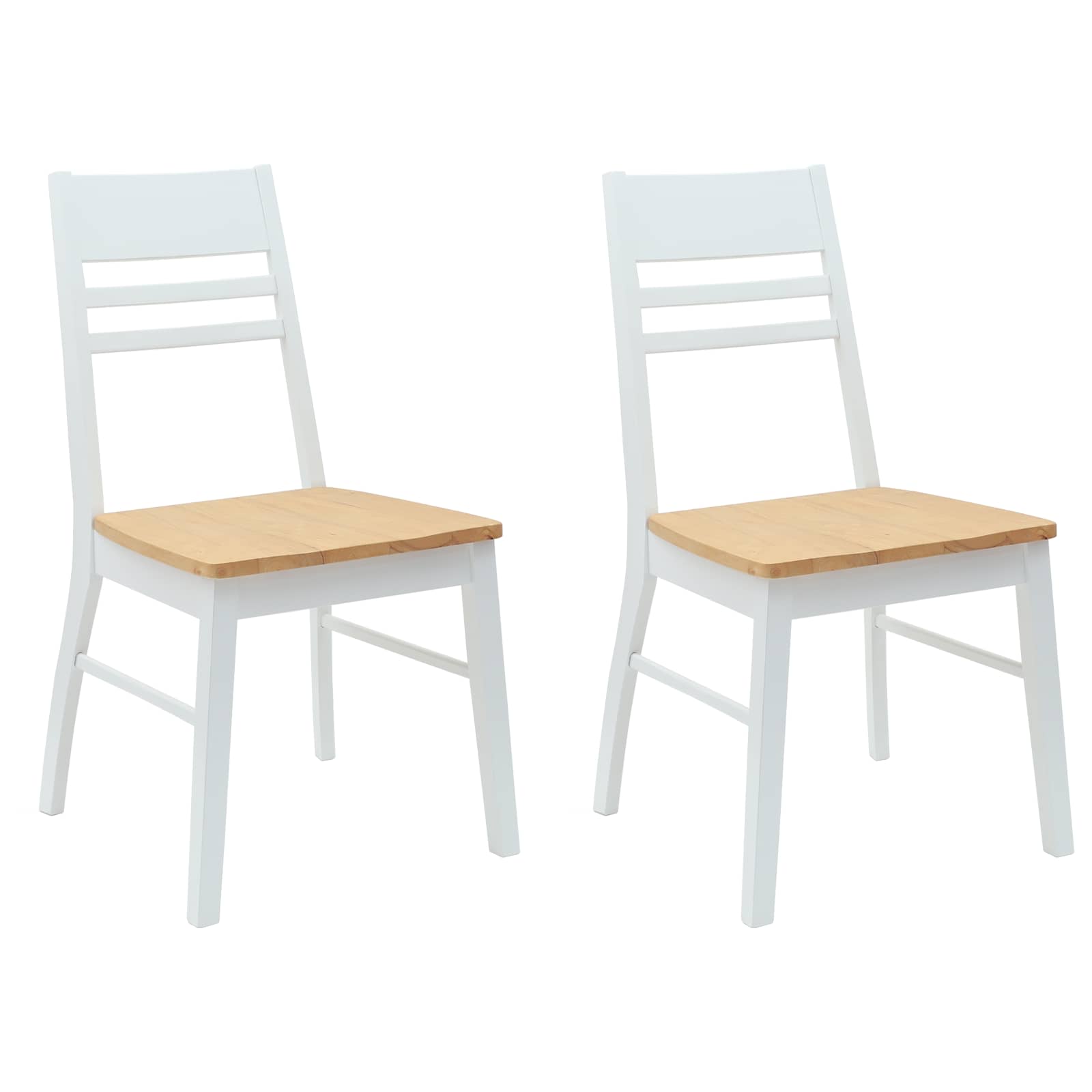 Eettafelstoelen 2 pcs Wit 43 x 54 x 89 cm Massief Rubberhout is nu te koop bij PeponiXL, paradijselijk wonen!