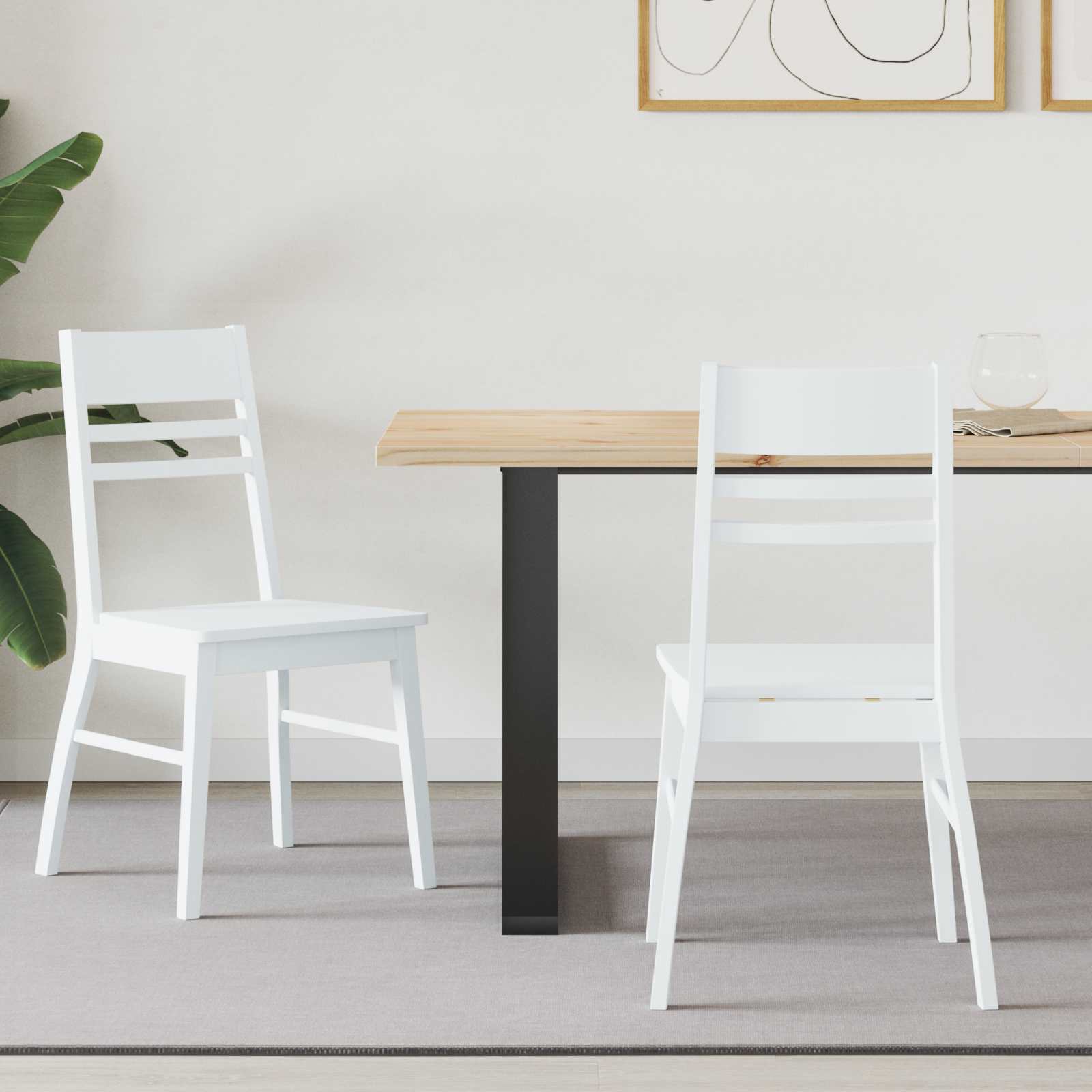 Eettafelstoelen 2 pcs Wit 43 x 54 x 89 cm Massief Rubberhout is nu te koop bij PeponiXL, paradijselijk wonen!