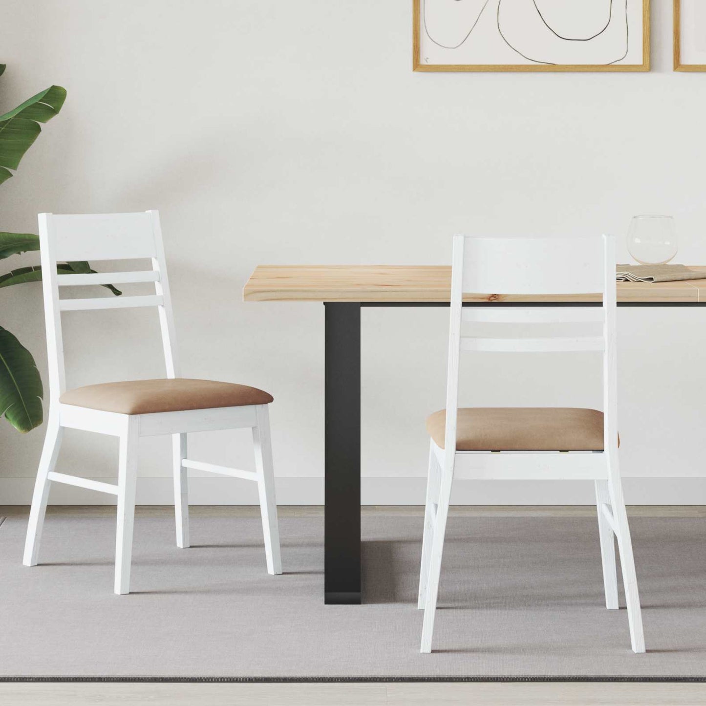 Eettafelstoelen 2 pcs Wit 43 x 54 x 89 cm Massief Rubberhout is nu te koop bij PeponiXL, paradijselijk wonen!