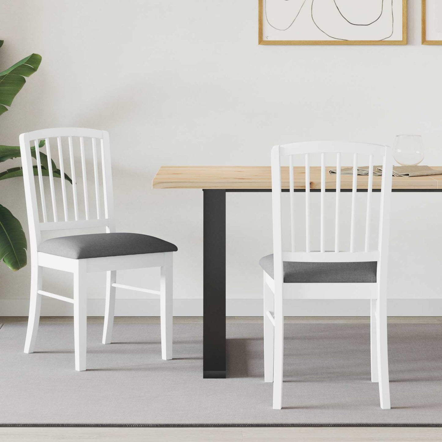 Eettafelstoelen 2 pcs Wit 50 x 52,5 x 91 cm Massief Rubberhout is nu te koop bij PeponiXL, paradijselijk wonen!