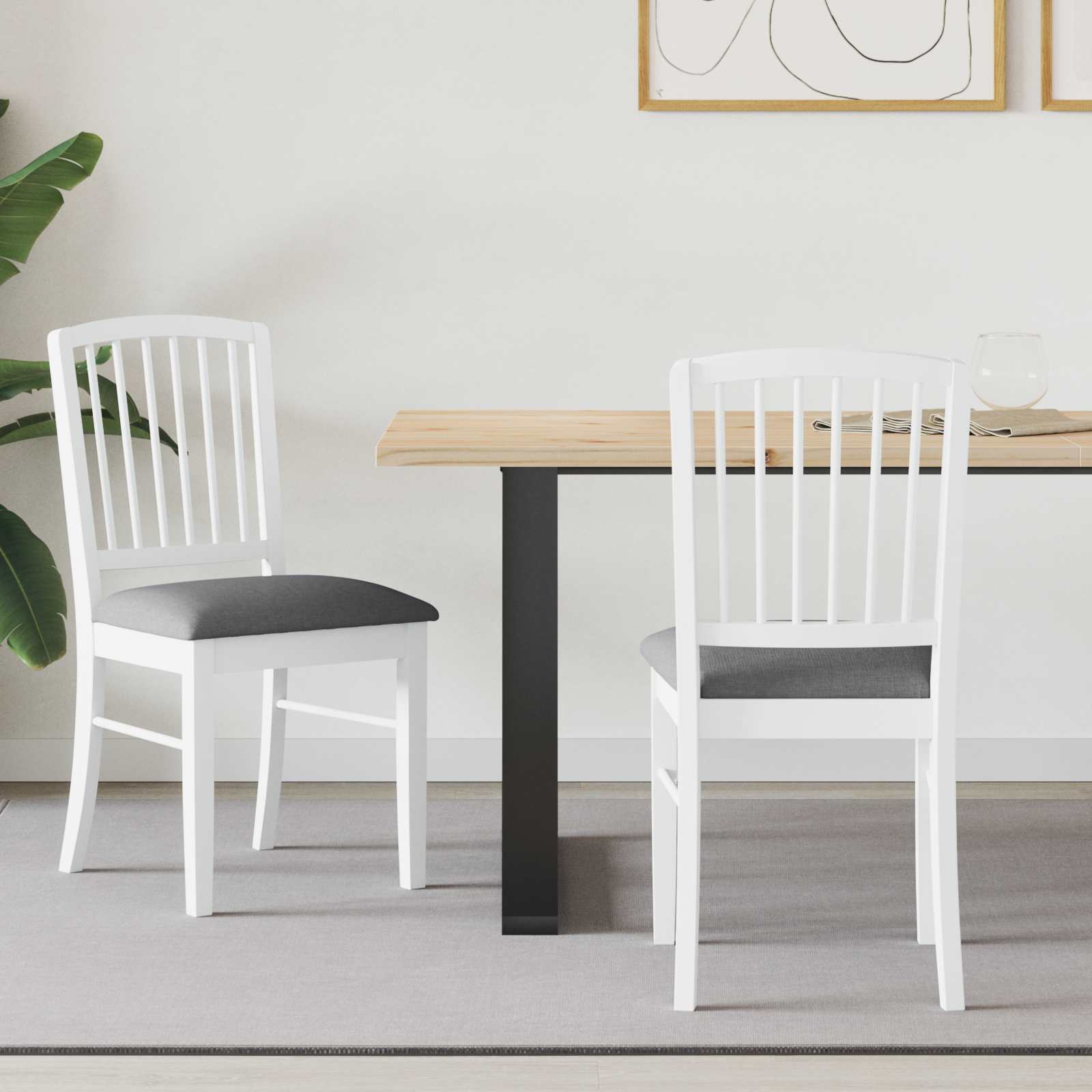 Eettafelstoelen 2 pcs Wit 50 x 52,5 x 91 cm Massief Rubberhout is nu te koop bij PeponiXL, paradijselijk wonen!