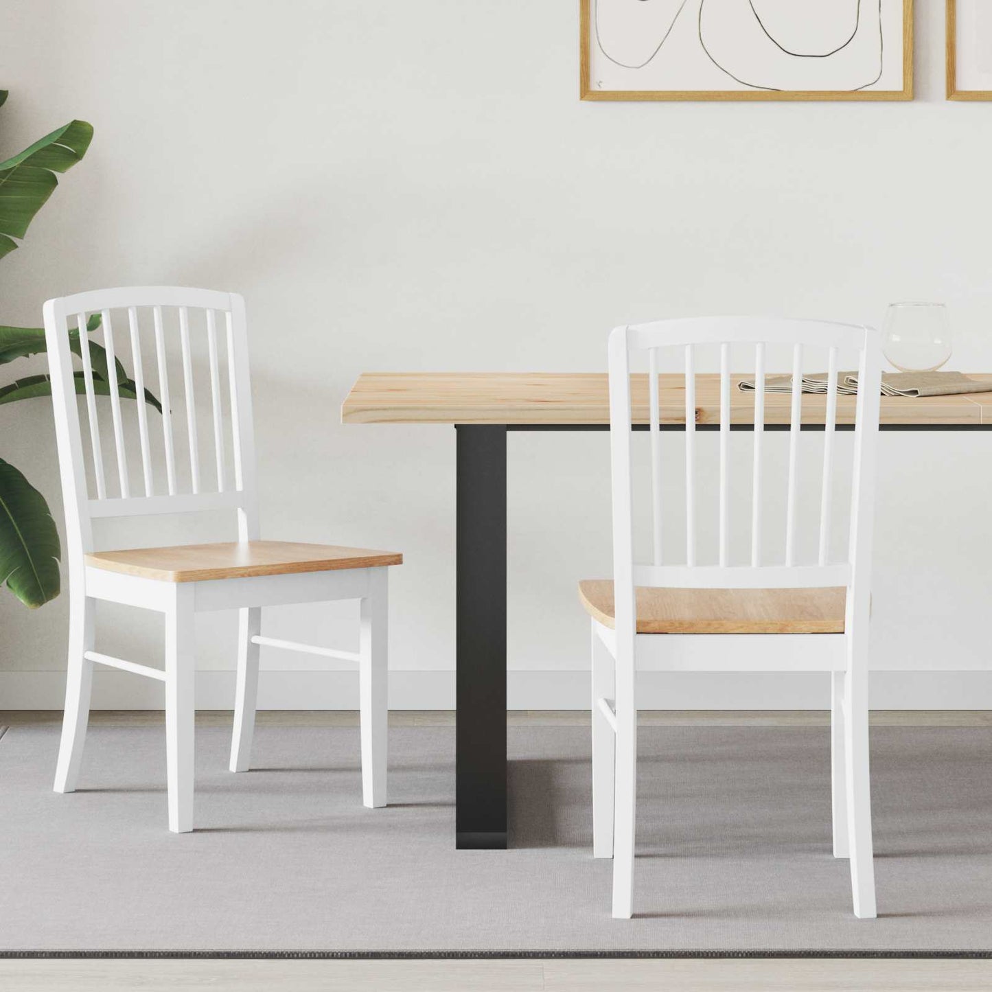 Eettafelstoelen 2 pcs Wit 50 x 52,5 x 91 cm Massief Rubberhout is nu te koop bij PeponiXL, paradijselijk wonen!