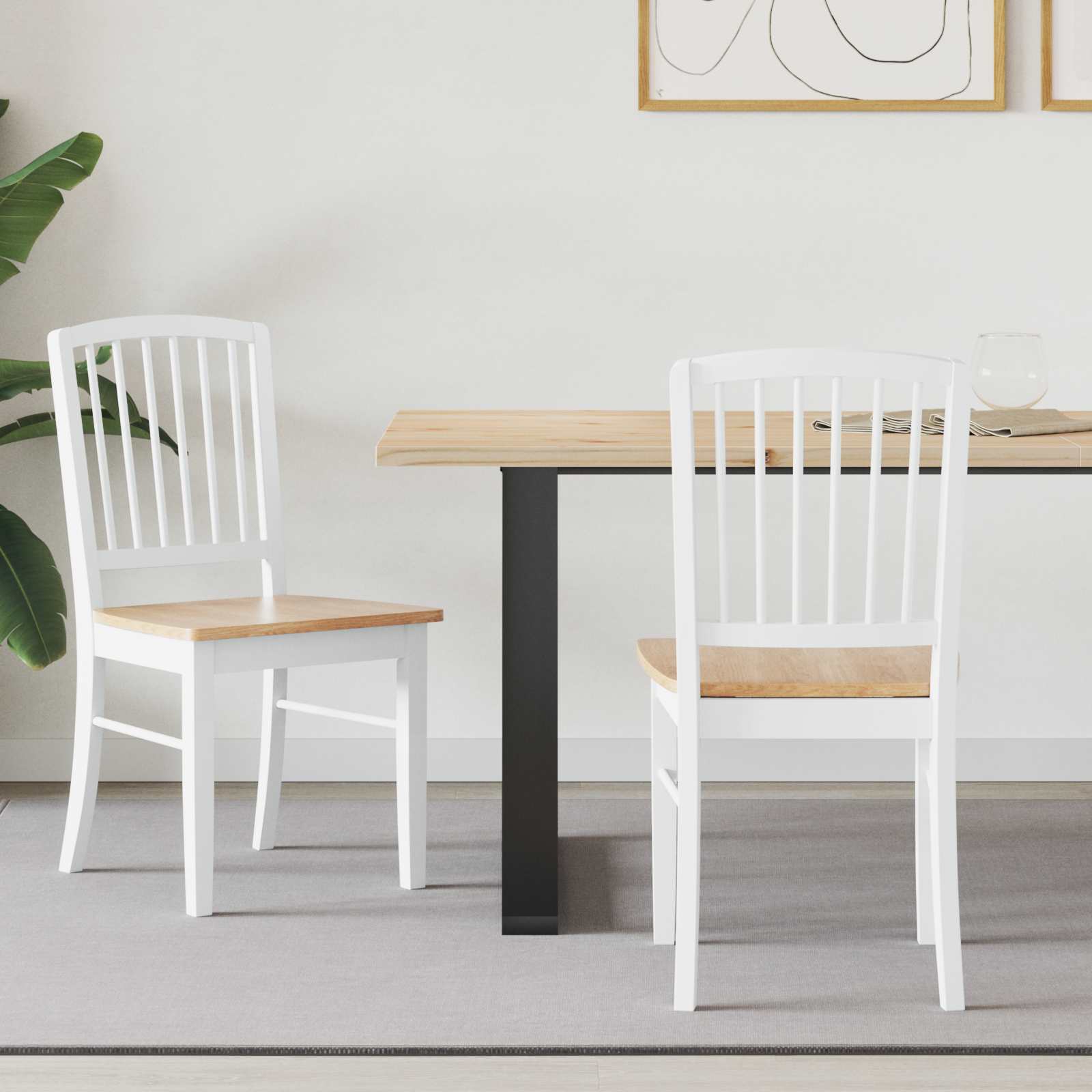 Eettafelstoelen 2 pcs Wit 50 x 52,5 x 91 cm Massief Rubberhout is nu te koop bij PeponiXL, paradijselijk wonen!