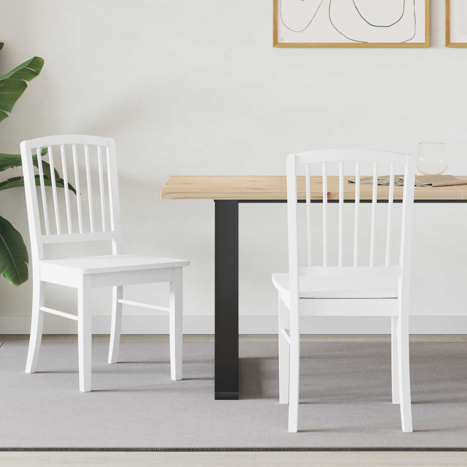 Eettafelstoelen 2 pcs Wit 50 x 52,5 x 91 cm Massief Rubberhout is nu te koop bij PeponiXL, paradijselijk wonen!