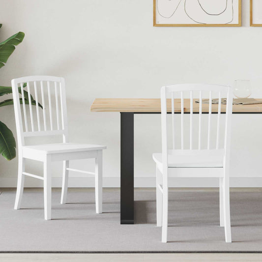 Eettafelstoelen 2 pcs Wit 50 x 52,5 x 91 cm Massief Rubberhout is nu te koop bij PeponiXL, paradijselijk wonen!