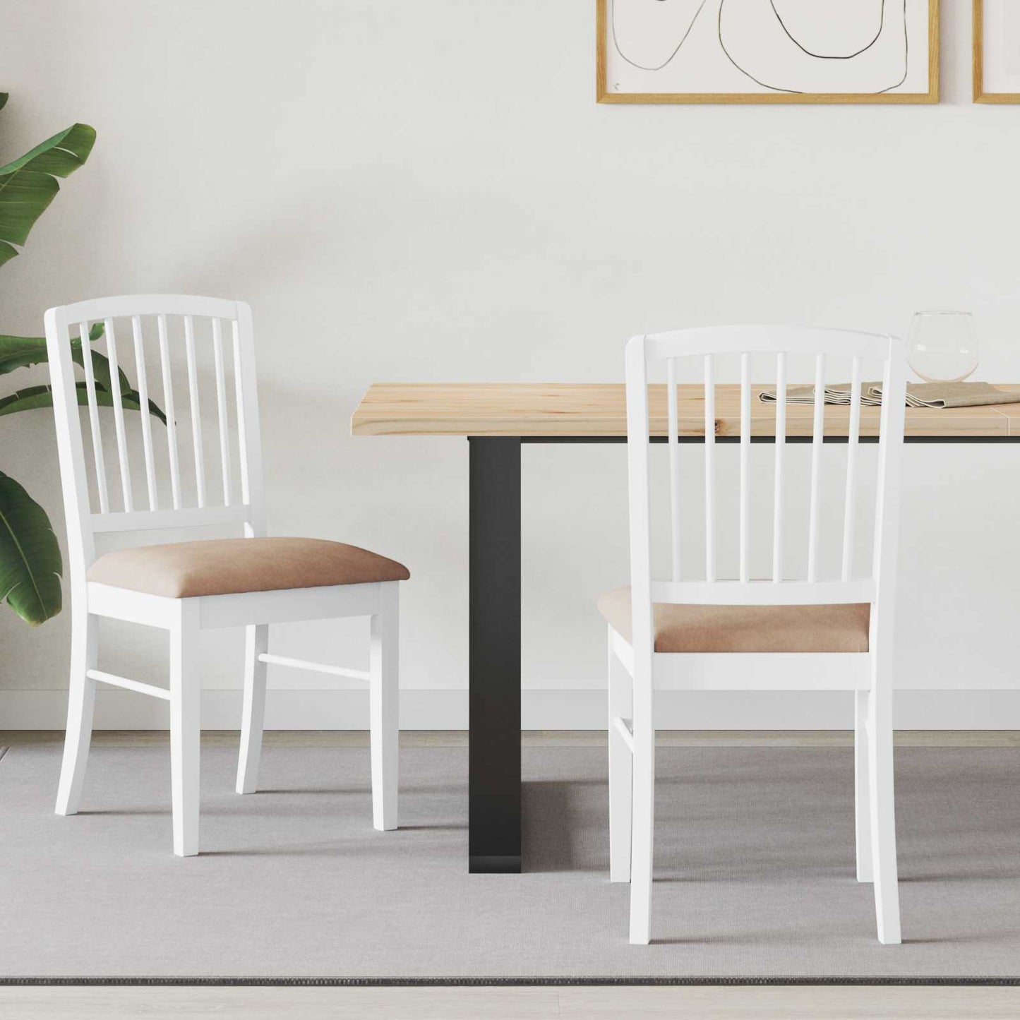 Eettafelstoelen 2 pcs Wit 50 x 52,5 x 91 cm Massief Rubberhout is nu te koop bij PeponiXL, paradijselijk wonen!