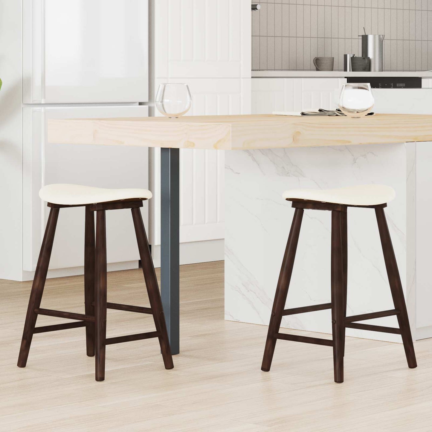 Eettafelstoelen 2 pcs Licht Bruin 46 x 37 x 63 cm is nu te koop bij PeponiXL, paradijselijk wonen!