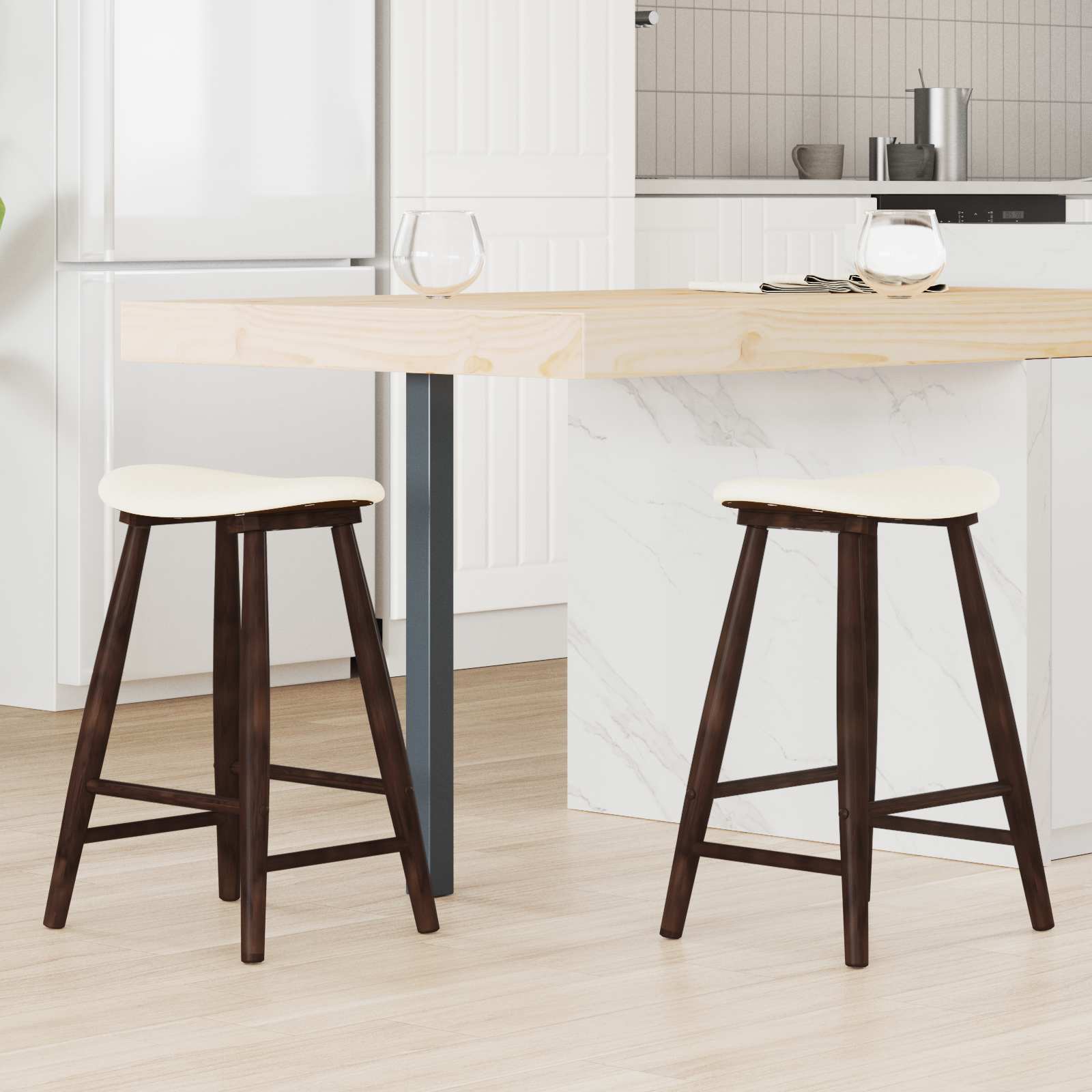 Eettafelstoelen 2 pcs Licht Bruin 46 x 37 x 63 cm is nu te koop bij PeponiXL, paradijselijk wonen!