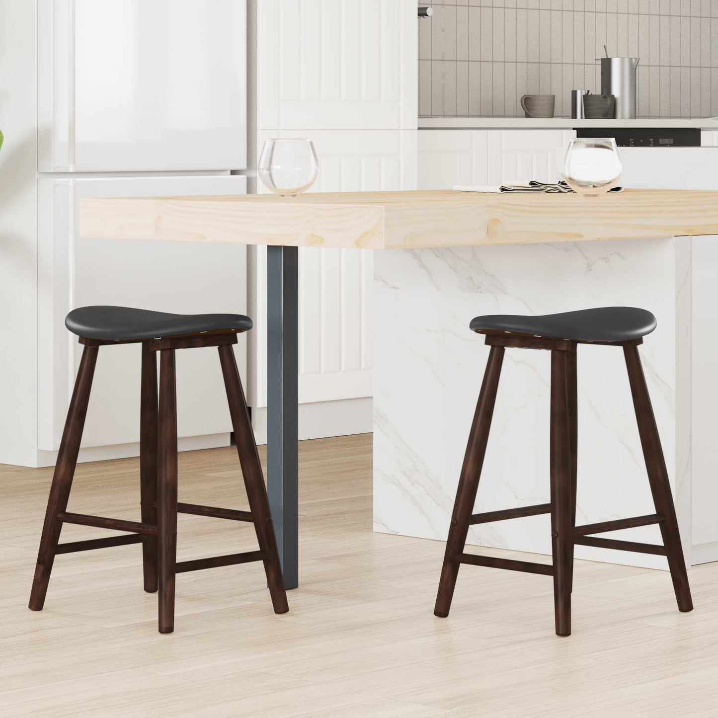 Eettafelstoelen 2 pcs Licht Bruin 46 x 37 x 63 cm is nu te koop bij PeponiXL, paradijselijk wonen!