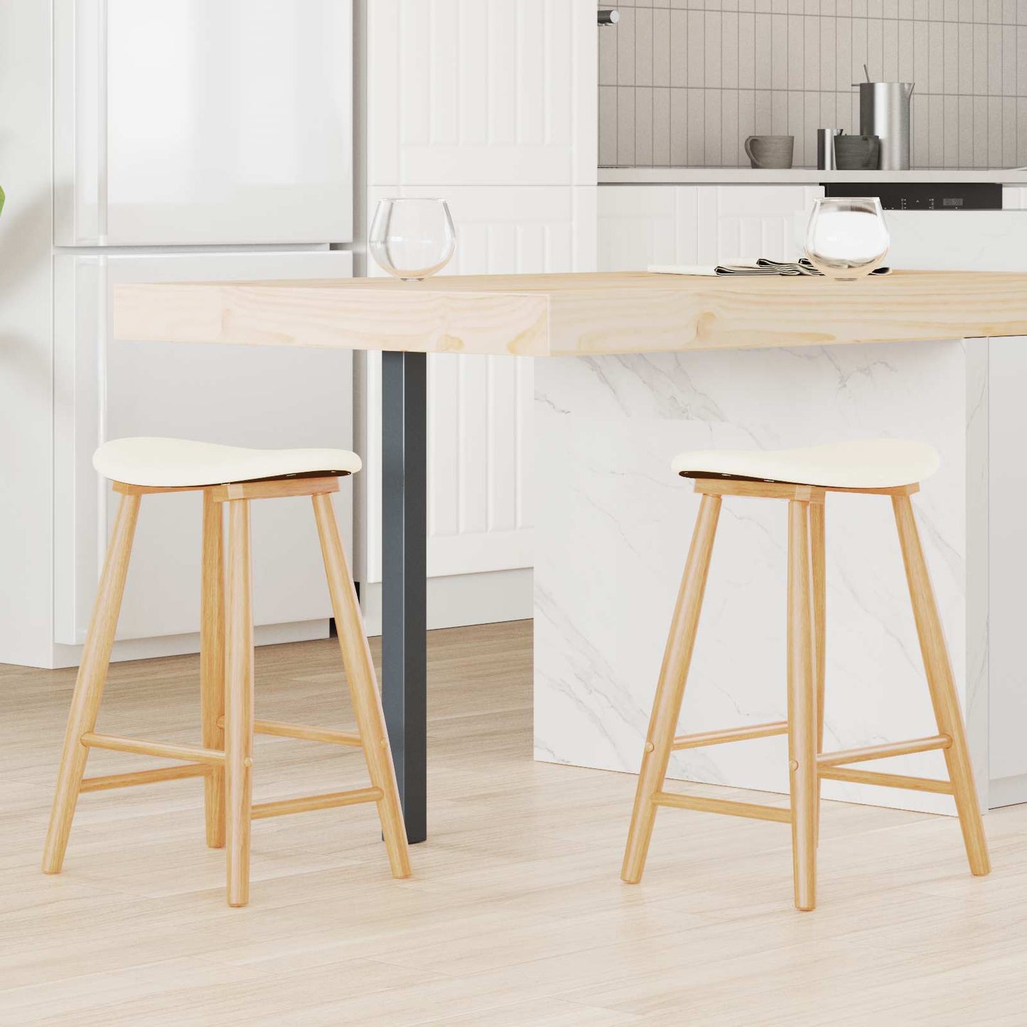 Eettafelstoelen 2 pcs Naturel 46 x 37 x 63 cm is nu te koop bij PeponiXL, paradijselijk wonen!