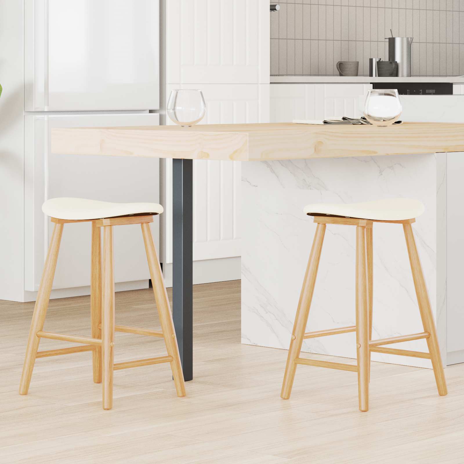 Eettafelstoelen 2 pcs Naturel 46 x 37 x 63 cm is nu te koop bij PeponiXL, paradijselijk wonen!