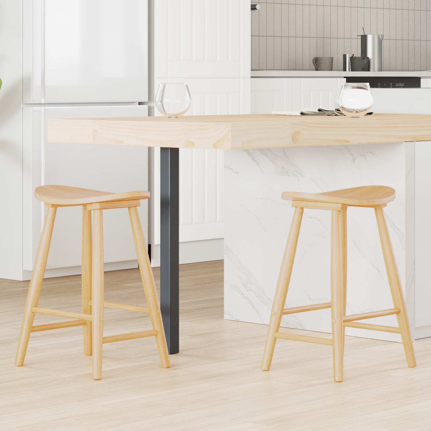 Eettafelstoelen 2 pcs Naturel 46 x 37 x 63 cm is nu te koop bij PeponiXL, paradijselijk wonen!