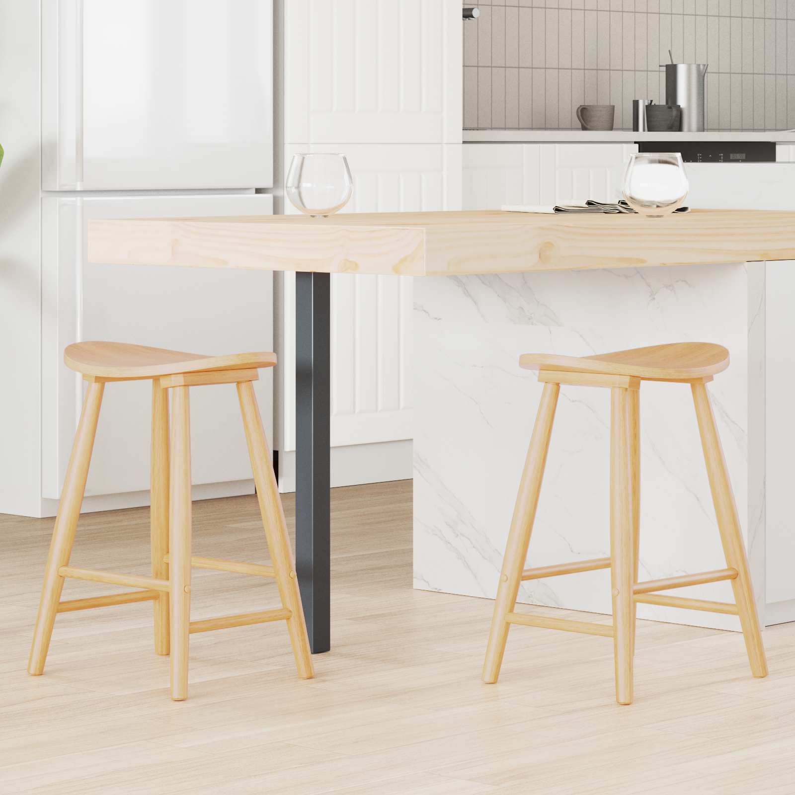 Eettafelstoelen 2 pcs Naturel 46 x 37 x 63 cm is nu te koop bij PeponiXL, paradijselijk wonen!