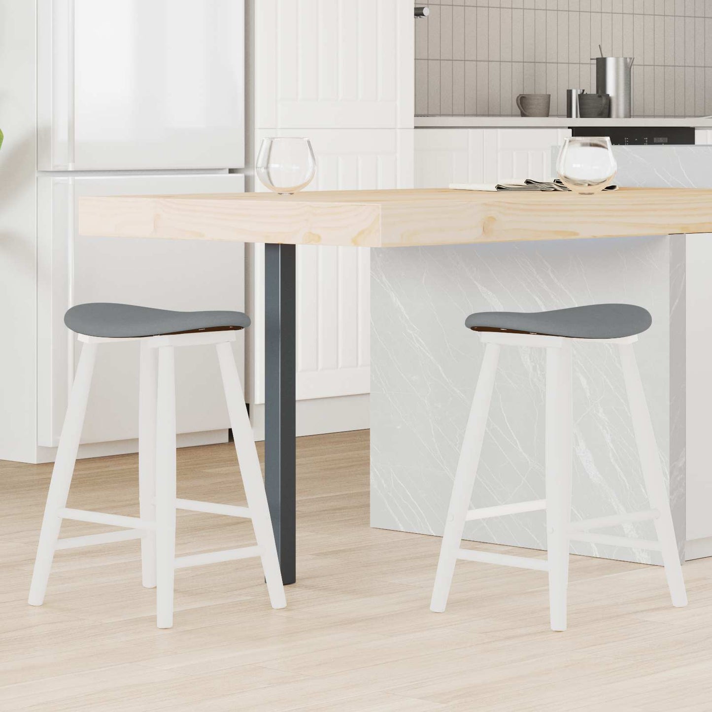 Eettafelstoelen 2 pcs Wit 46 x 37 x 63 cm Massief Rubberhout is nu te koop bij PeponiXL, paradijselijk wonen!