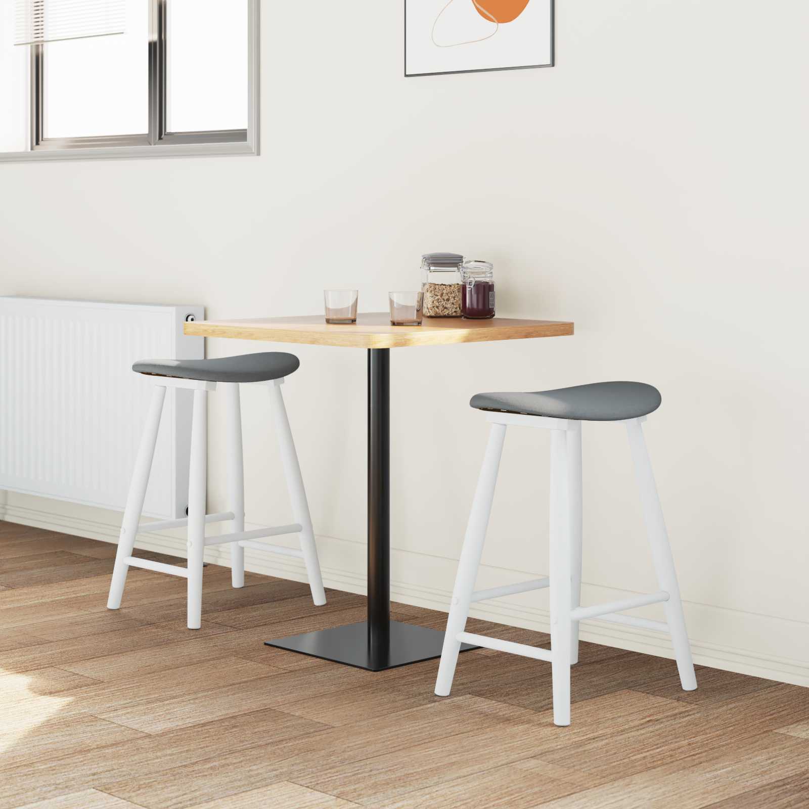 Eettafelstoelen 2 pcs Wit 46 x 37 x 63 cm Massief Rubberhout is nu te koop bij PeponiXL, paradijselijk wonen!
