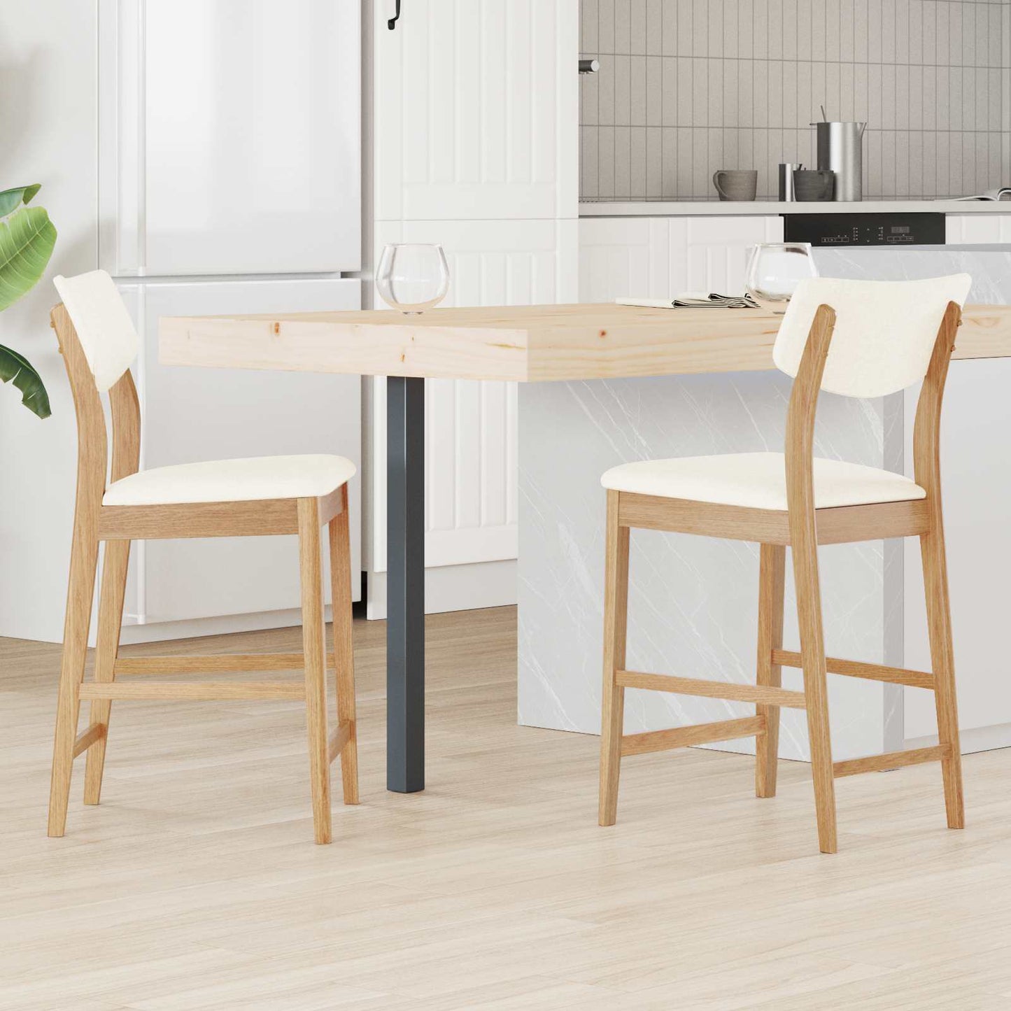 Eettafelstoelen 2 pcs Naturel 48 x 49 x 95 cm is nu te koop bij PeponiXL, paradijselijk wonen!
