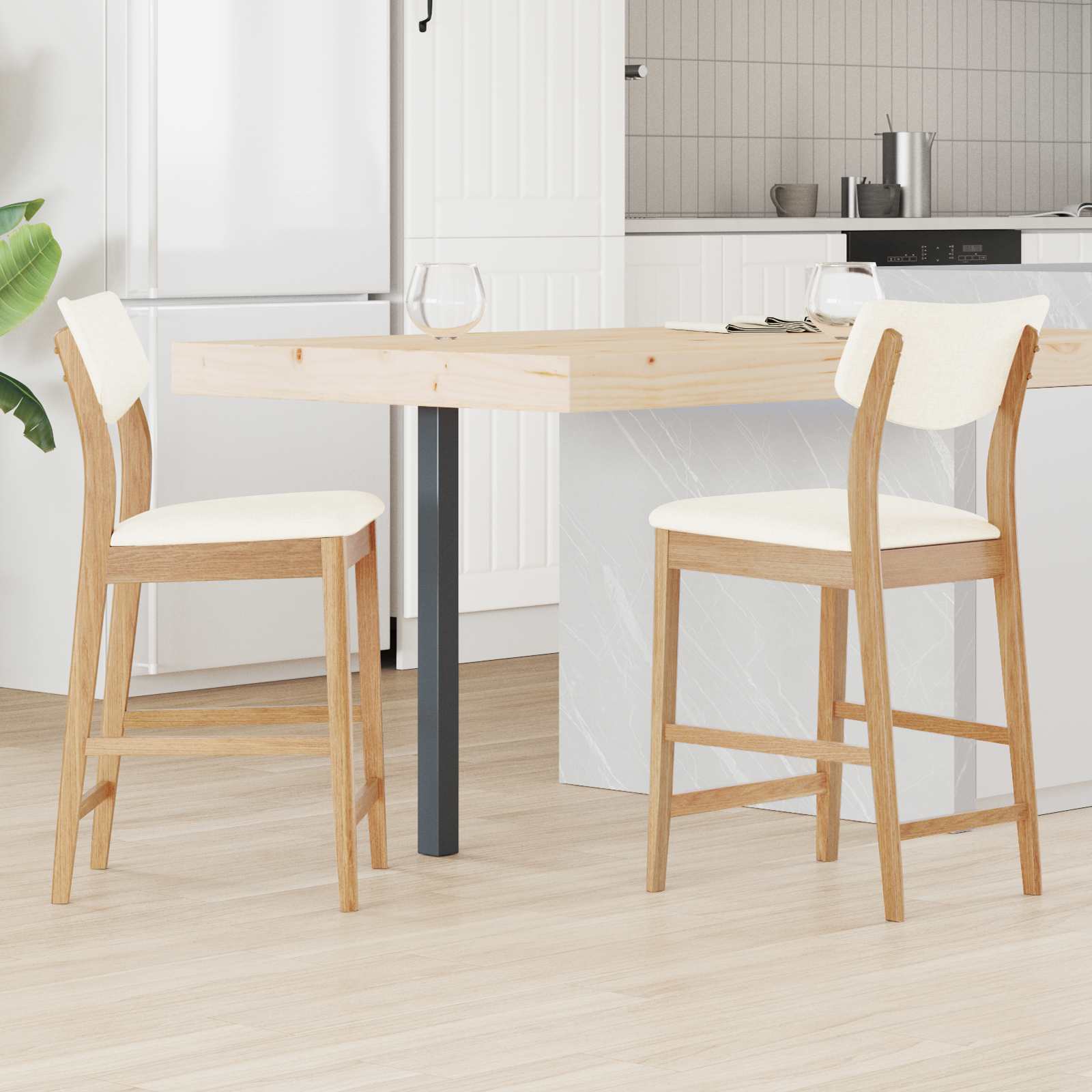 Eettafelstoelen 2 pcs Naturel 48 x 49 x 95 cm is nu te koop bij PeponiXL, paradijselijk wonen!