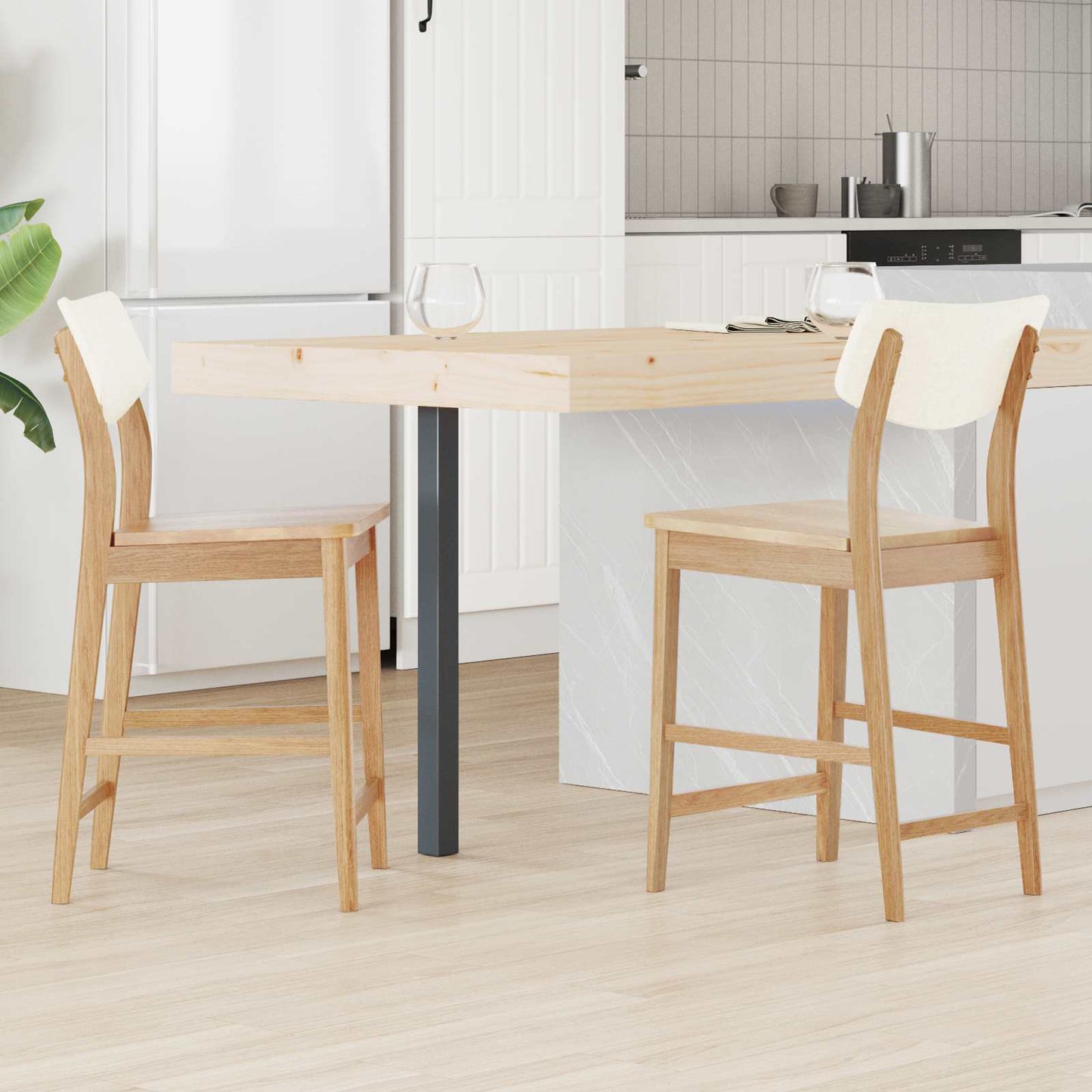 Eettafelstoelen 2 pcs Naturel 48 x 49 x 95 cm is nu te koop bij PeponiXL, paradijselijk wonen!