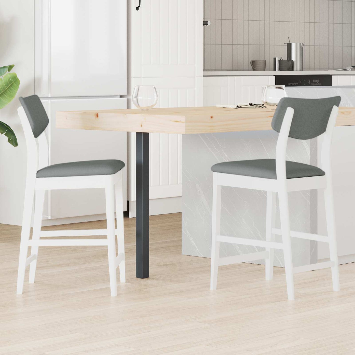 Eettafelstoelen 2 pcs Wit 48 x 49 x 95 cm Massief Rubberhout is nu te koop bij PeponiXL, paradijselijk wonen!