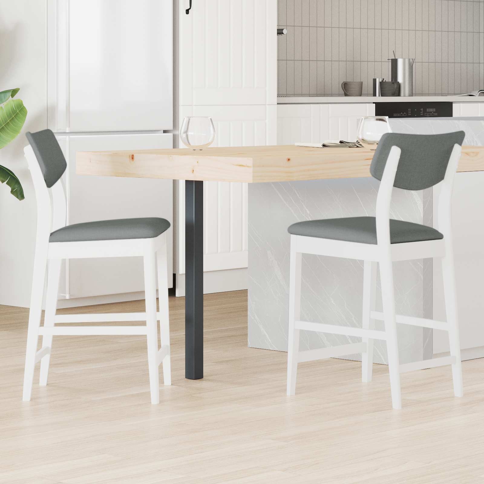 Eettafelstoelen 2 pcs Wit 48 x 49 x 95 cm Massief Rubberhout is nu te koop bij PeponiXL, paradijselijk wonen!