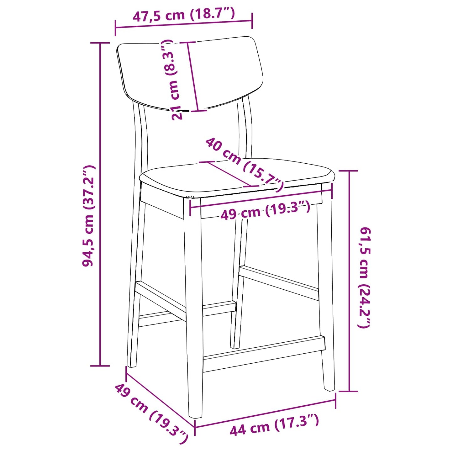 Eettafelstoelen 2 pcs Wit 48 x 49 x 95 cm Massief Rubberhout is nu te koop bij PeponiXL, paradijselijk wonen!