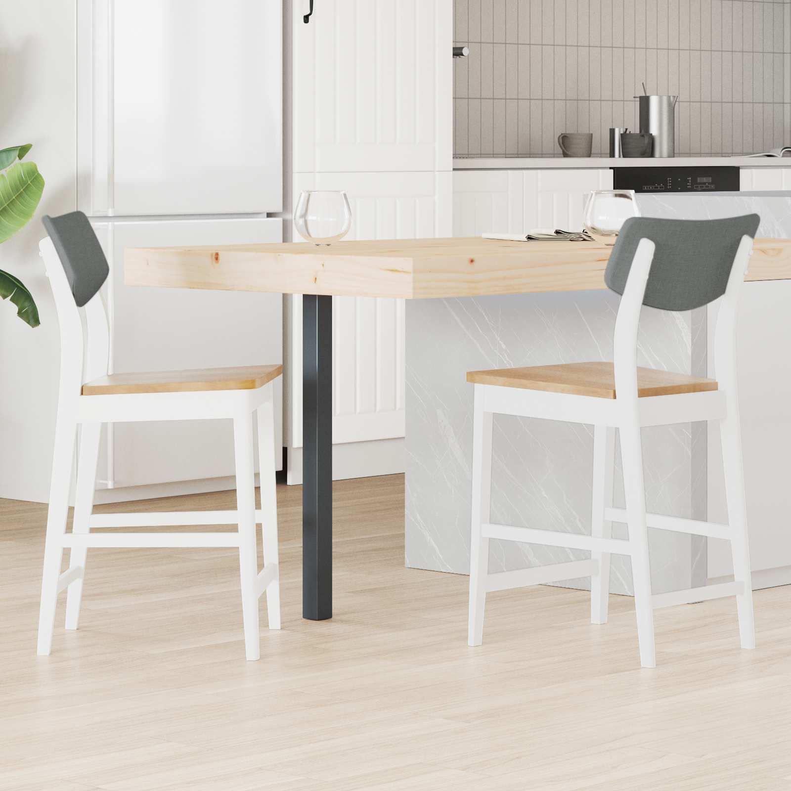 Eettafelstoelen 2 pcs Wit 48 x 49 x 95 cm Massief Rubberhout is nu te koop bij PeponiXL, paradijselijk wonen!