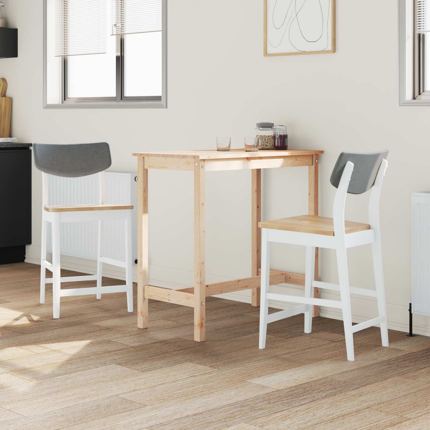 Eettafelstoelen 2 pcs Wit 48 x 49 x 95 cm Massief Rubberhout is nu te koop bij PeponiXL, paradijselijk wonen!