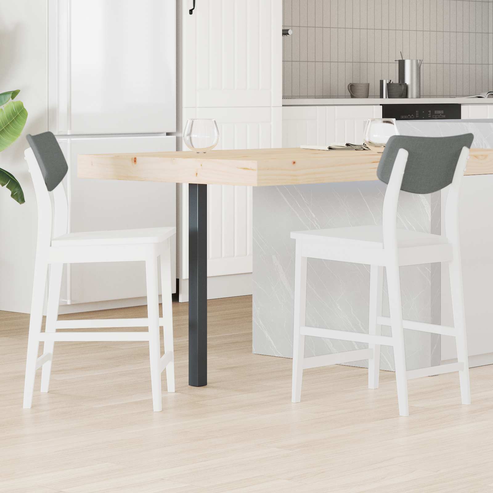 Eettafelstoelen 2 pcs Wit 48 x 49 x 95 cm Massief Rubberhout is nu te koop bij PeponiXL, paradijselijk wonen!