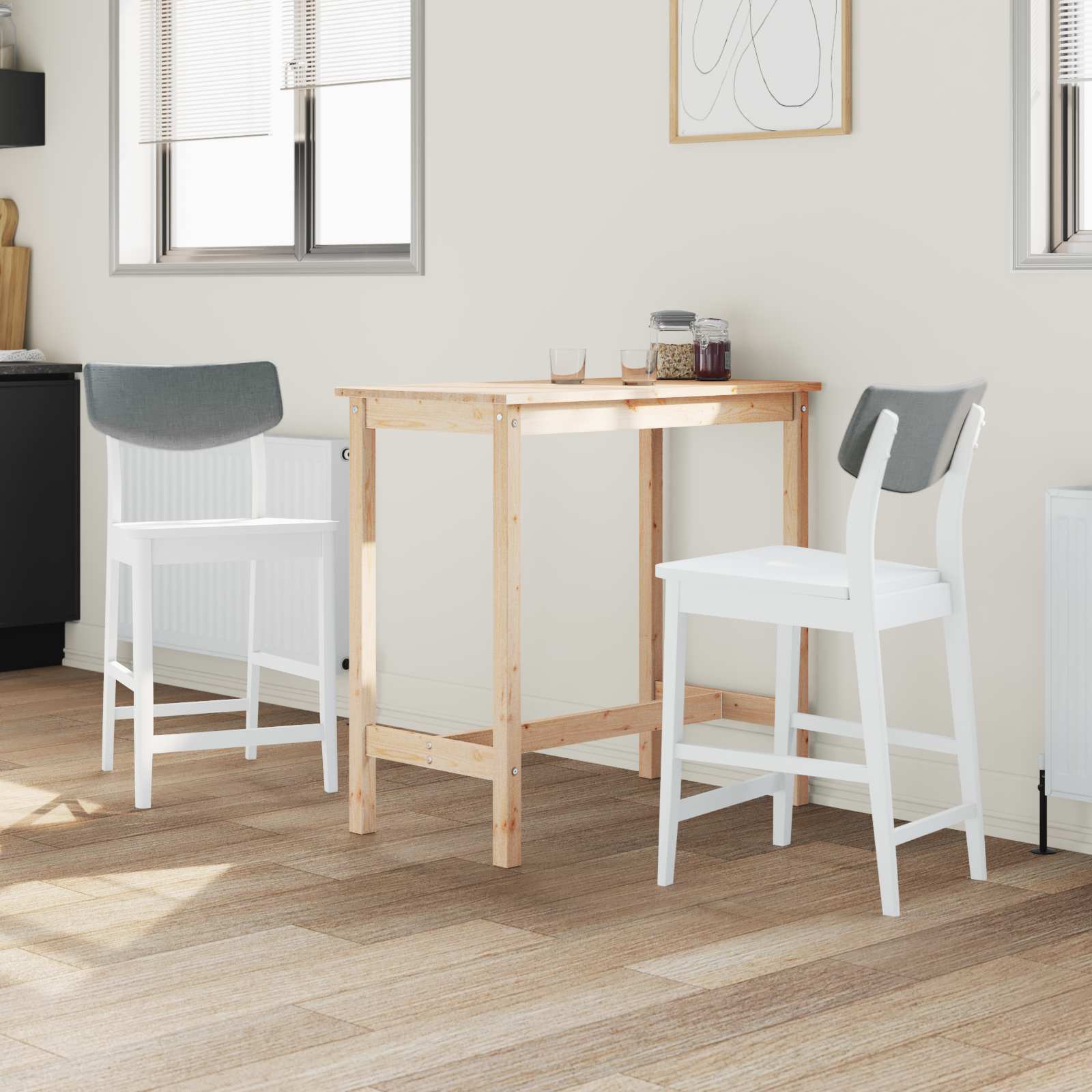 Eettafelstoelen 2 pcs Wit 48 x 49 x 95 cm Massief Rubberhout is nu te koop bij PeponiXL, paradijselijk wonen!