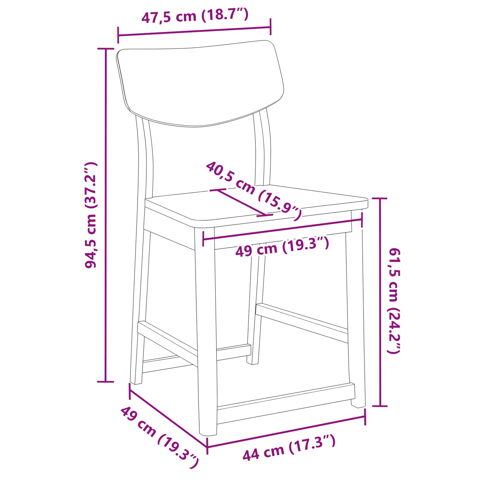 Eettafelstoelen 2 pcs Wit 48 x 49 x 95 cm Massief Rubberhout is nu te koop bij PeponiXL, paradijselijk wonen!