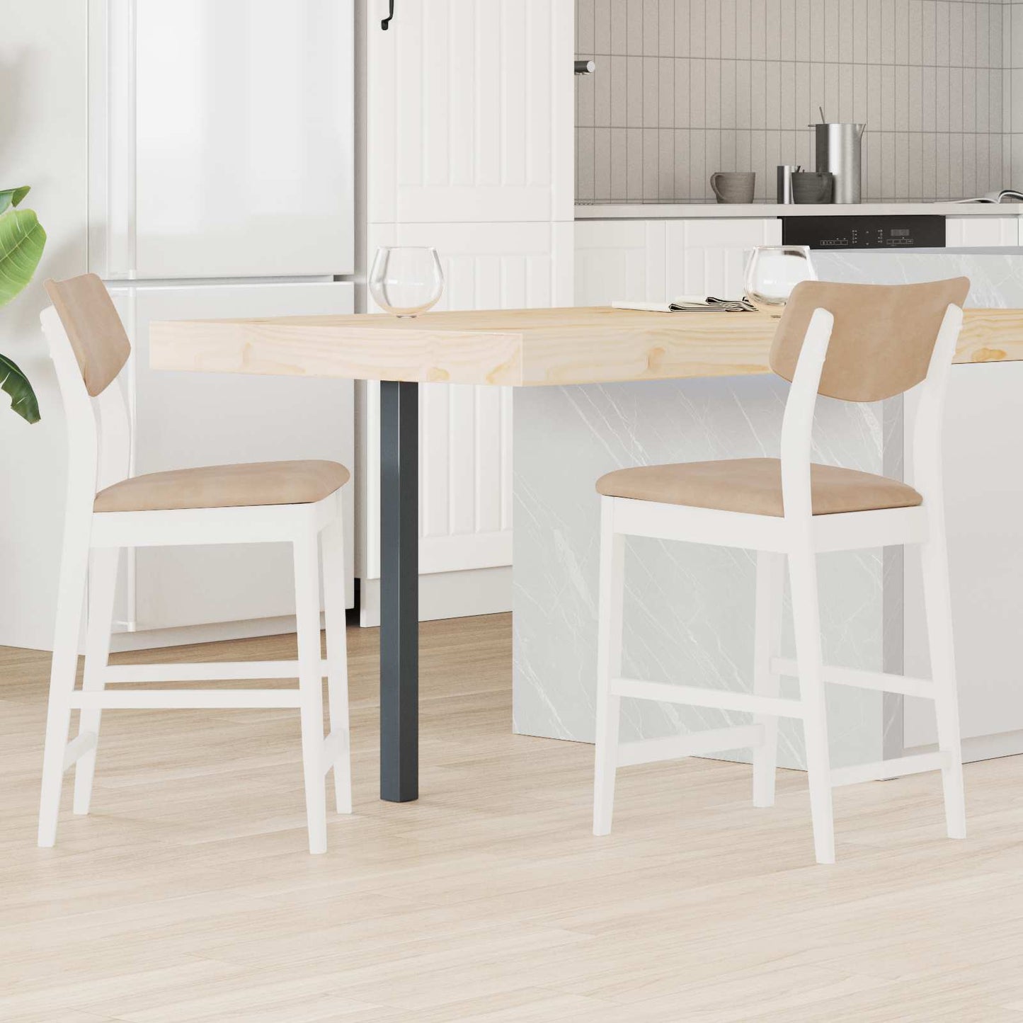 Eettafelstoelen 2 pcs Wit 48 x 49 x 95 cm Massief Rubberhout is nu te koop bij PeponiXL, paradijselijk wonen!