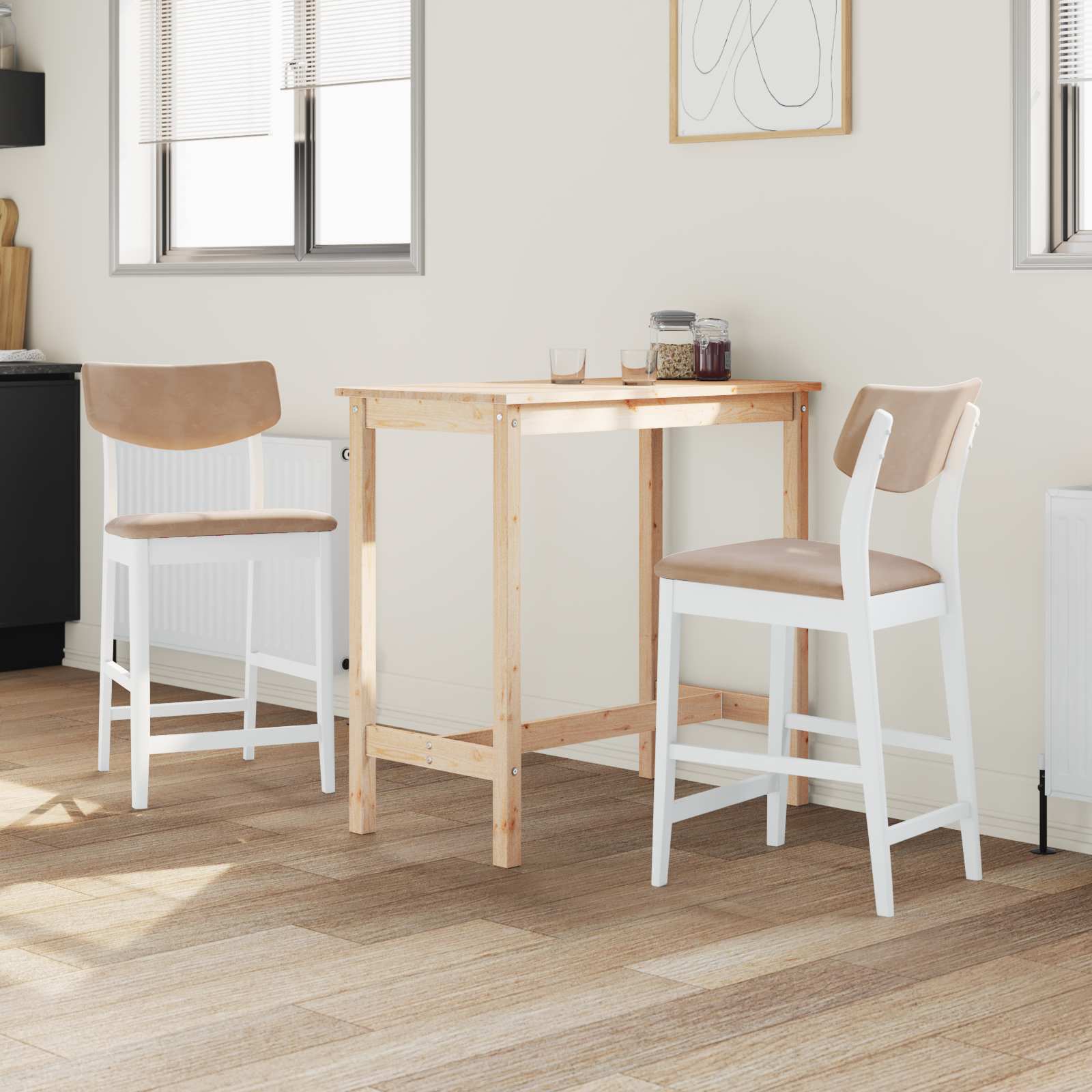 Eettafelstoelen 2 pcs Wit 48 x 49 x 95 cm Massief Rubberhout is nu te koop bij PeponiXL, paradijselijk wonen!