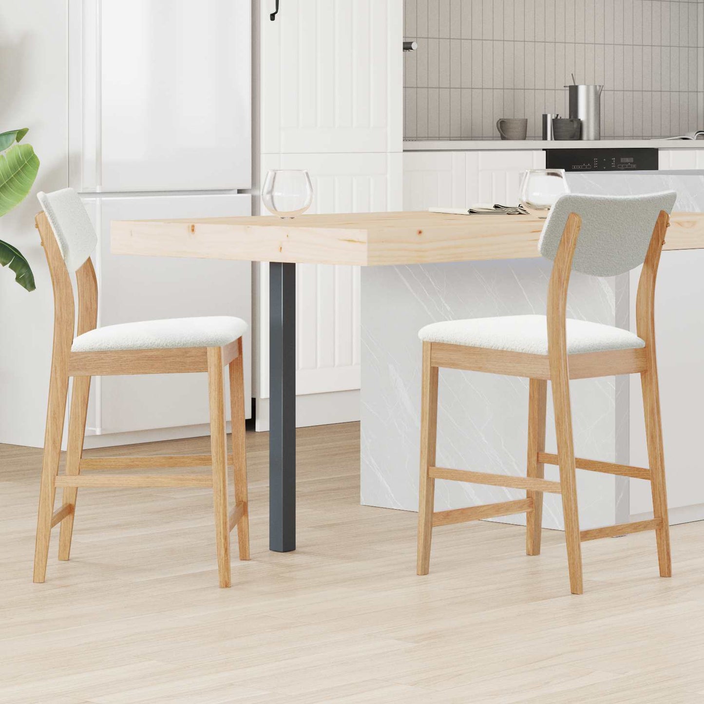 Eettafelstoelen 2 pcs Naturel 48 x 49 x 95 cm is nu te koop bij PeponiXL, paradijselijk wonen!